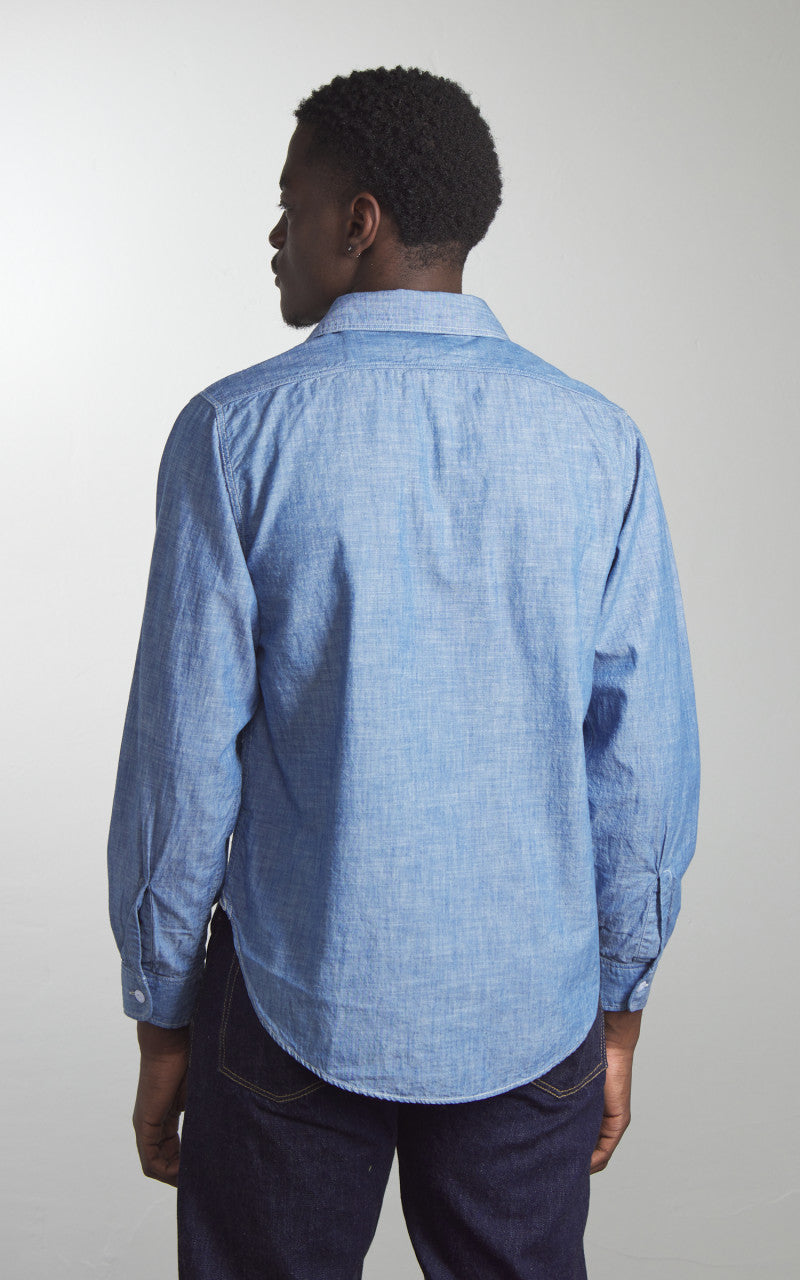 Fullcount 4091 20s Short Chambray Shirt Blue