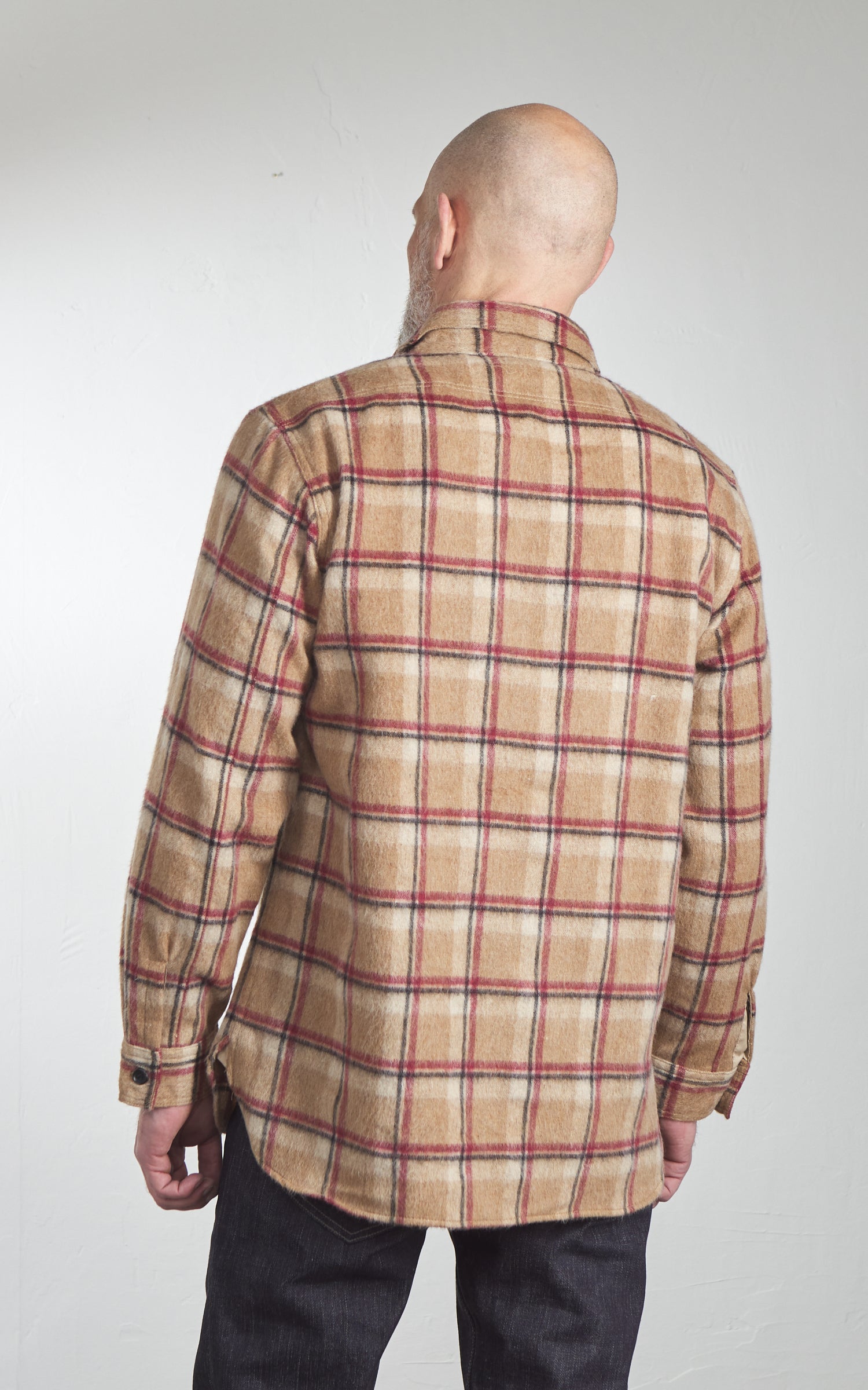 Fullcount 4096 Wool Shaggy Check Work Shirt Beige