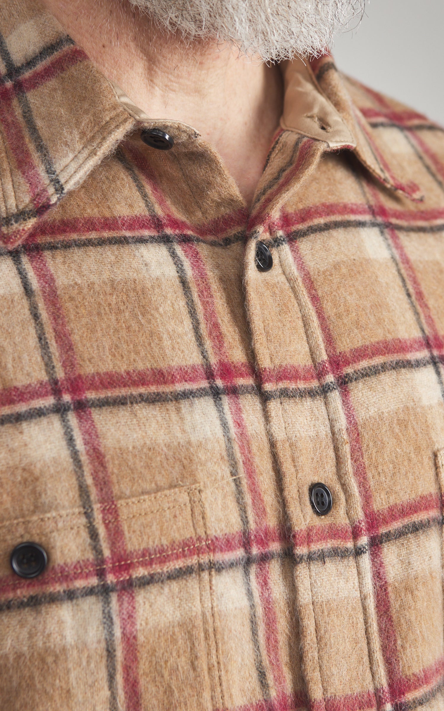 Fullcount 4096 Wool Shaggy Check Work Shirt Beige