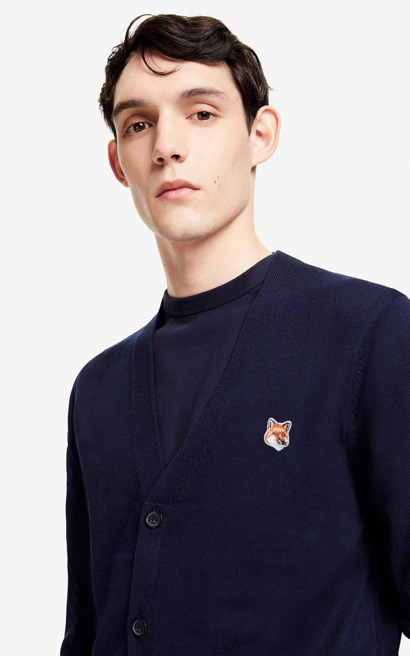 Maison Kitsuné Fox Head Patch Classic Cardigan Navy