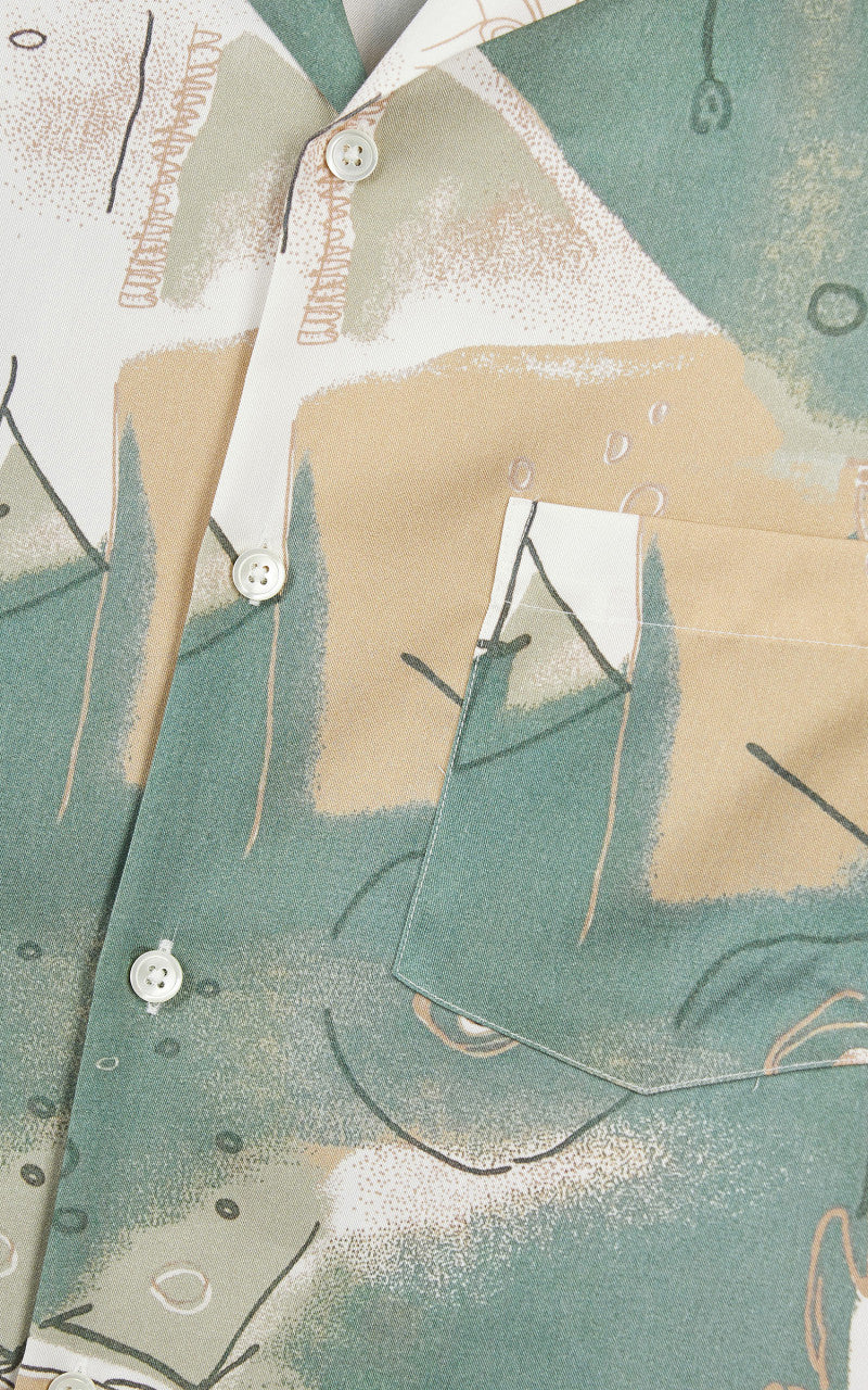 Portuguese Flannel Guache Camp Collar Shirt Green