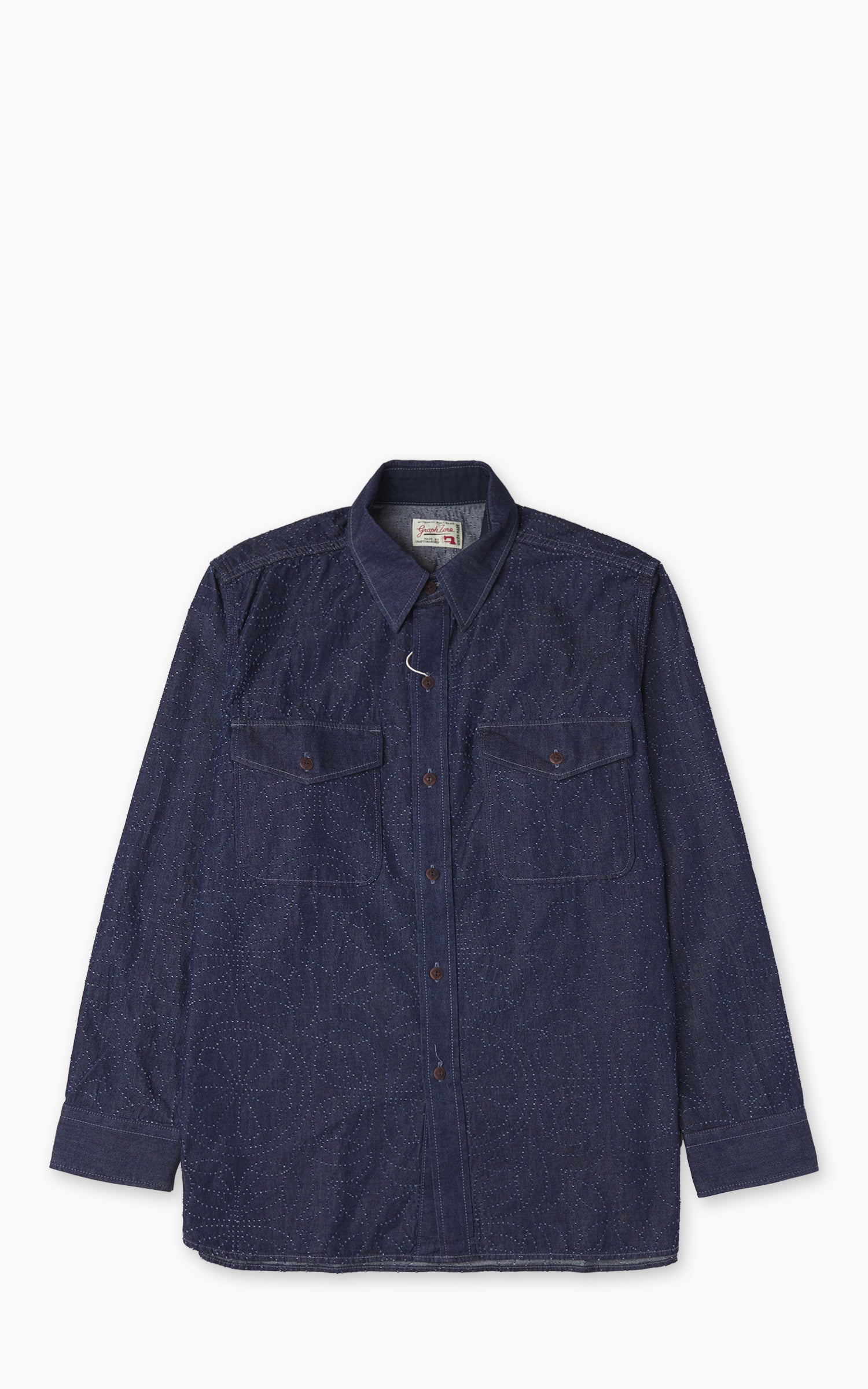 Graph Zero Officer L/S Shirt Flowers Indigo