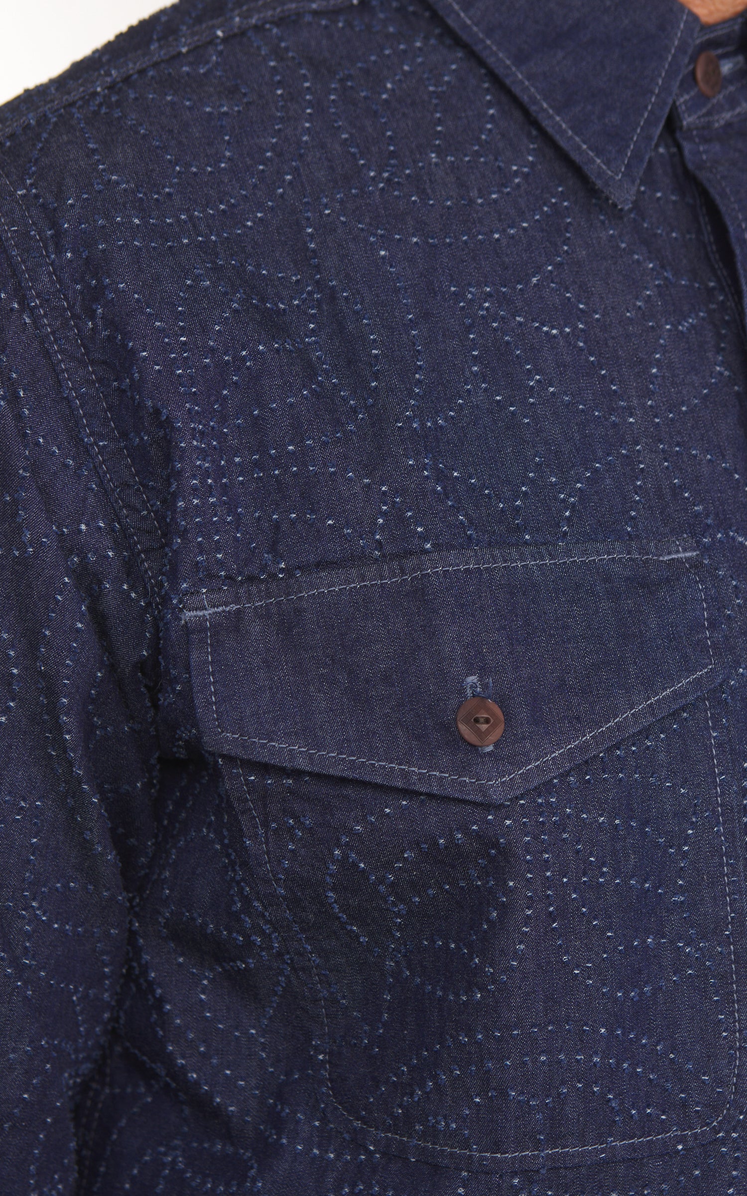 Graph Zero Officer L/S Shirt Flowers Indigo