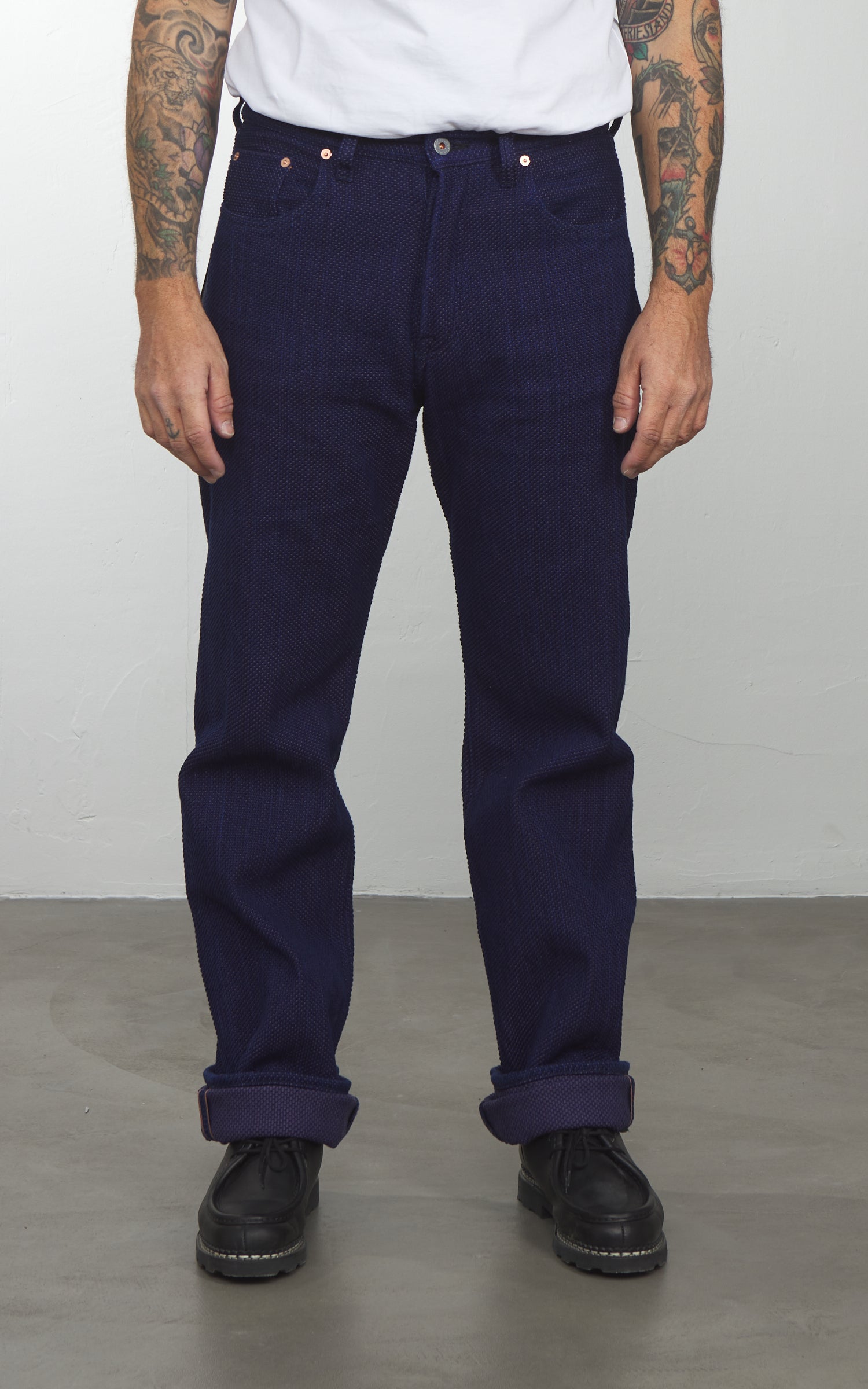 Graph Zero Sashiko Loose Straight Selvedge Indigo