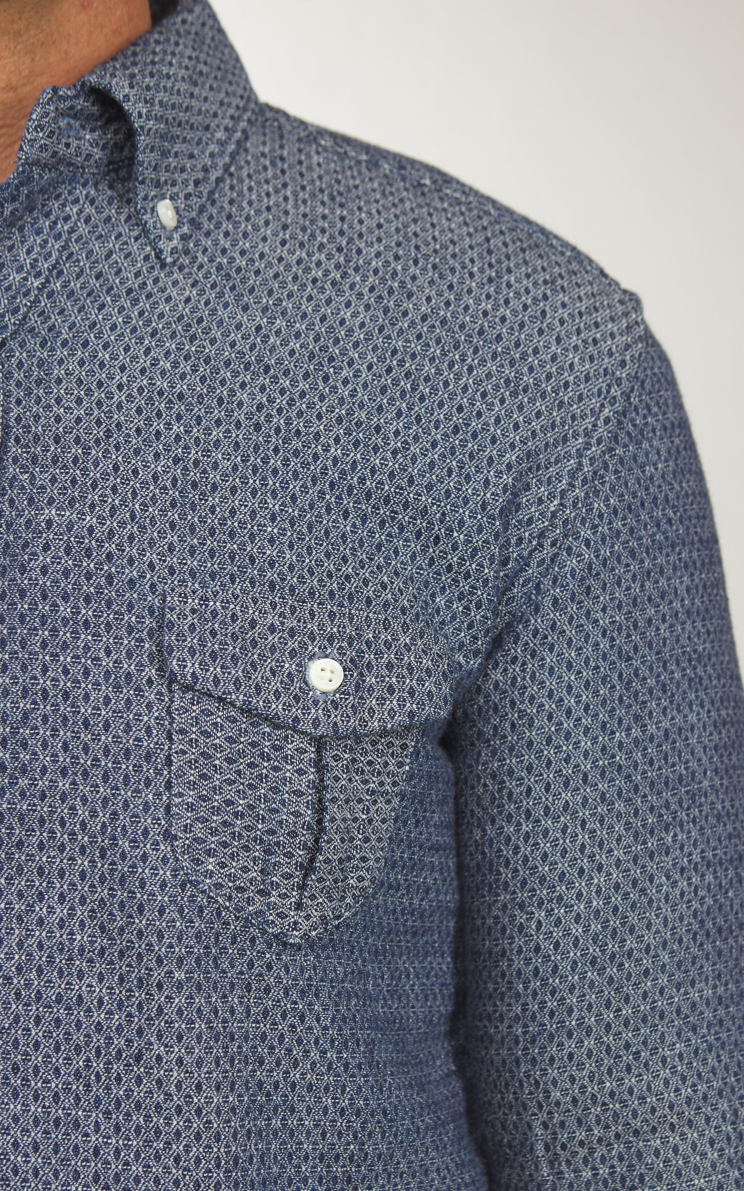 Graph Zero Standard Selvedge Button-Down Shirt White