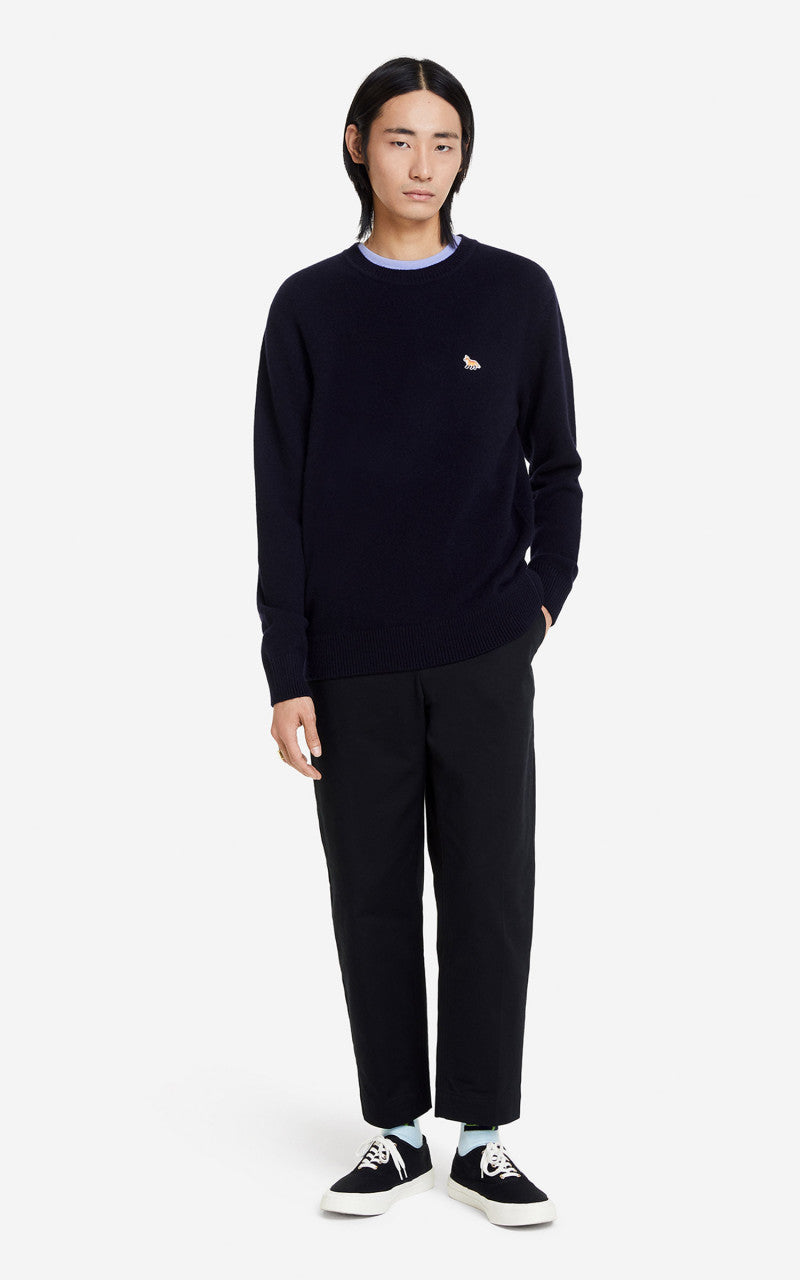 Maison Kitsuné Baby Fox Patch Cosy R-Neck Pullover Navy