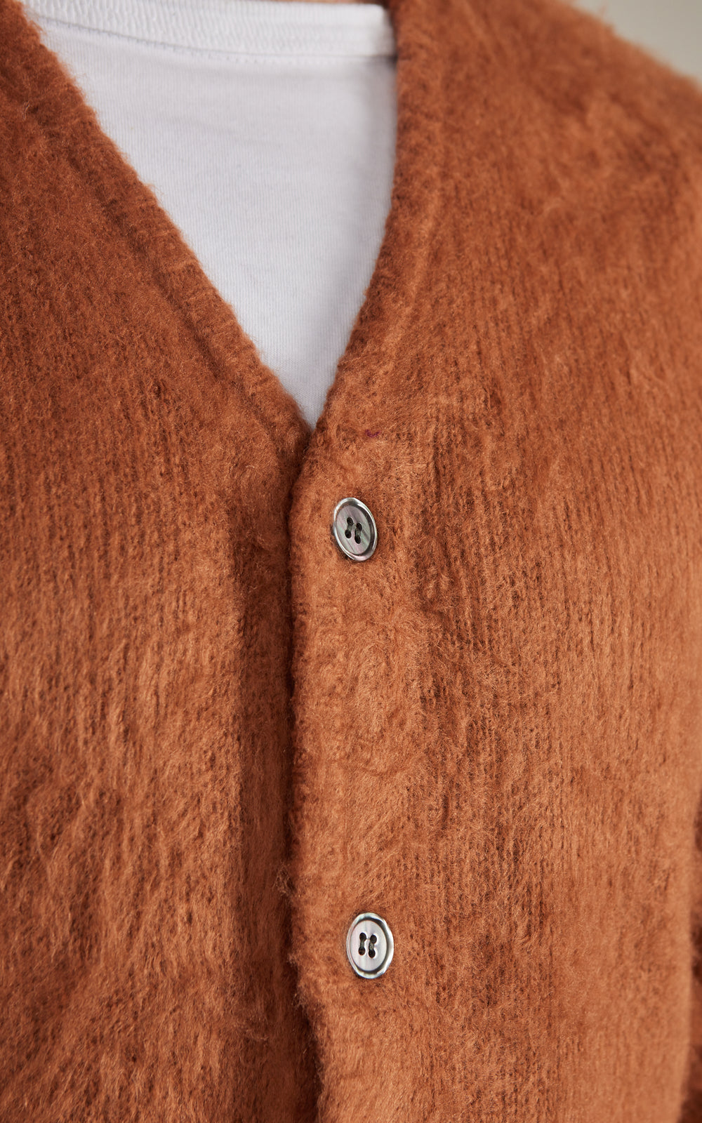Houston UNIVERD72 Mohair Touch Brushed Cardigan Brown
