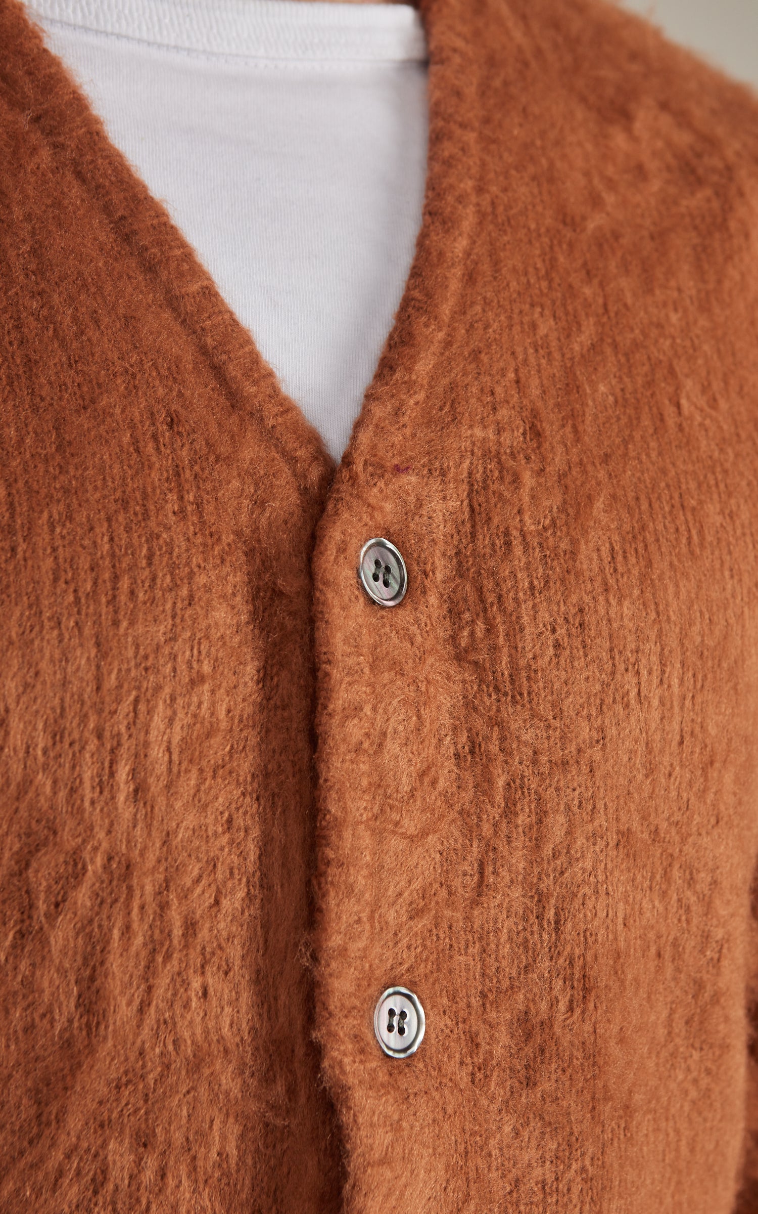 Houston UNIVERD72 Mohair Touch Brushed Cardigan Brown