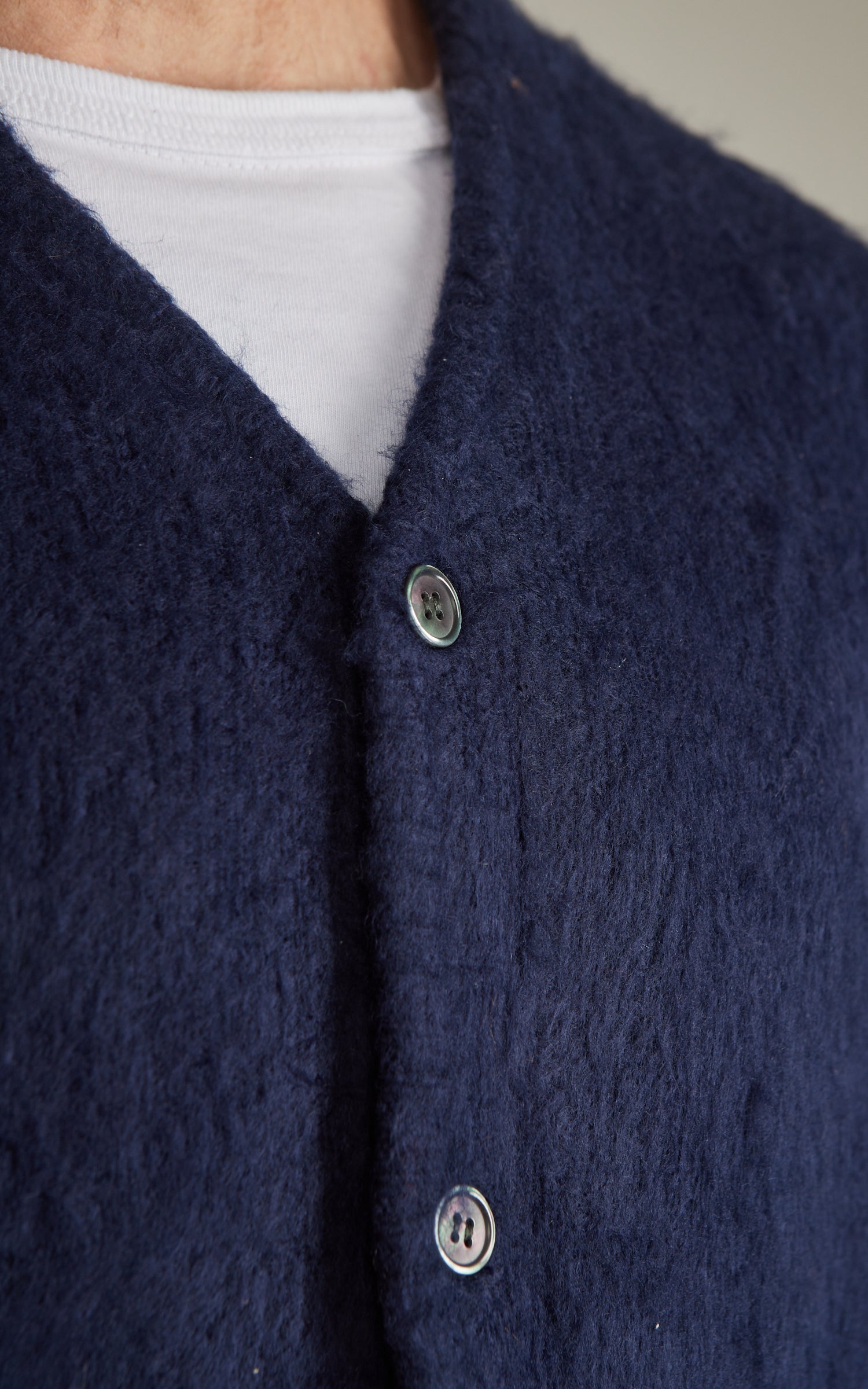 Houston UNIVERD72 Mohair Touch Brushed Cardigan Navy