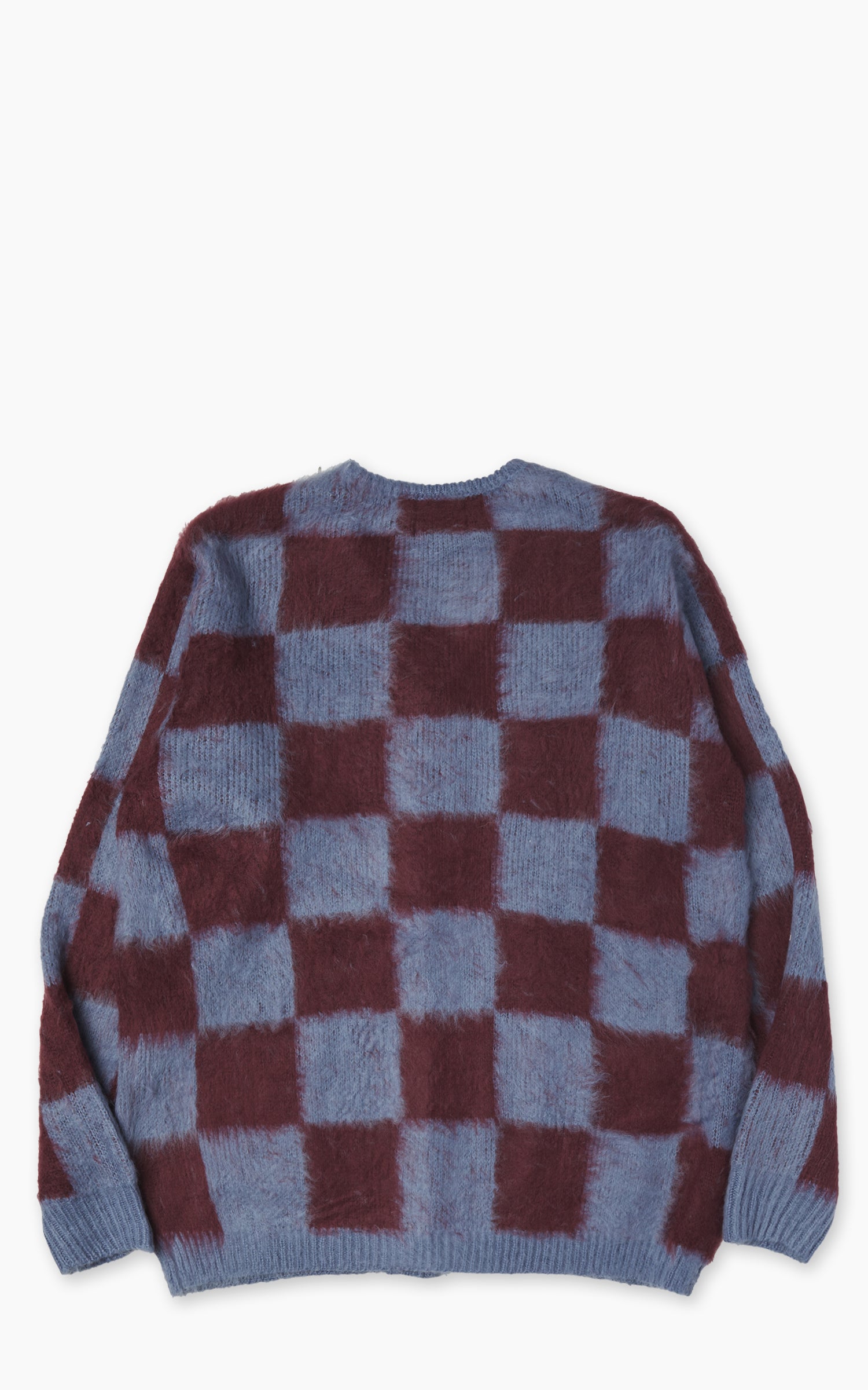 Houston UNIVERD72 Mohair Touch Brushed Cardigan Checkered Flag Blue