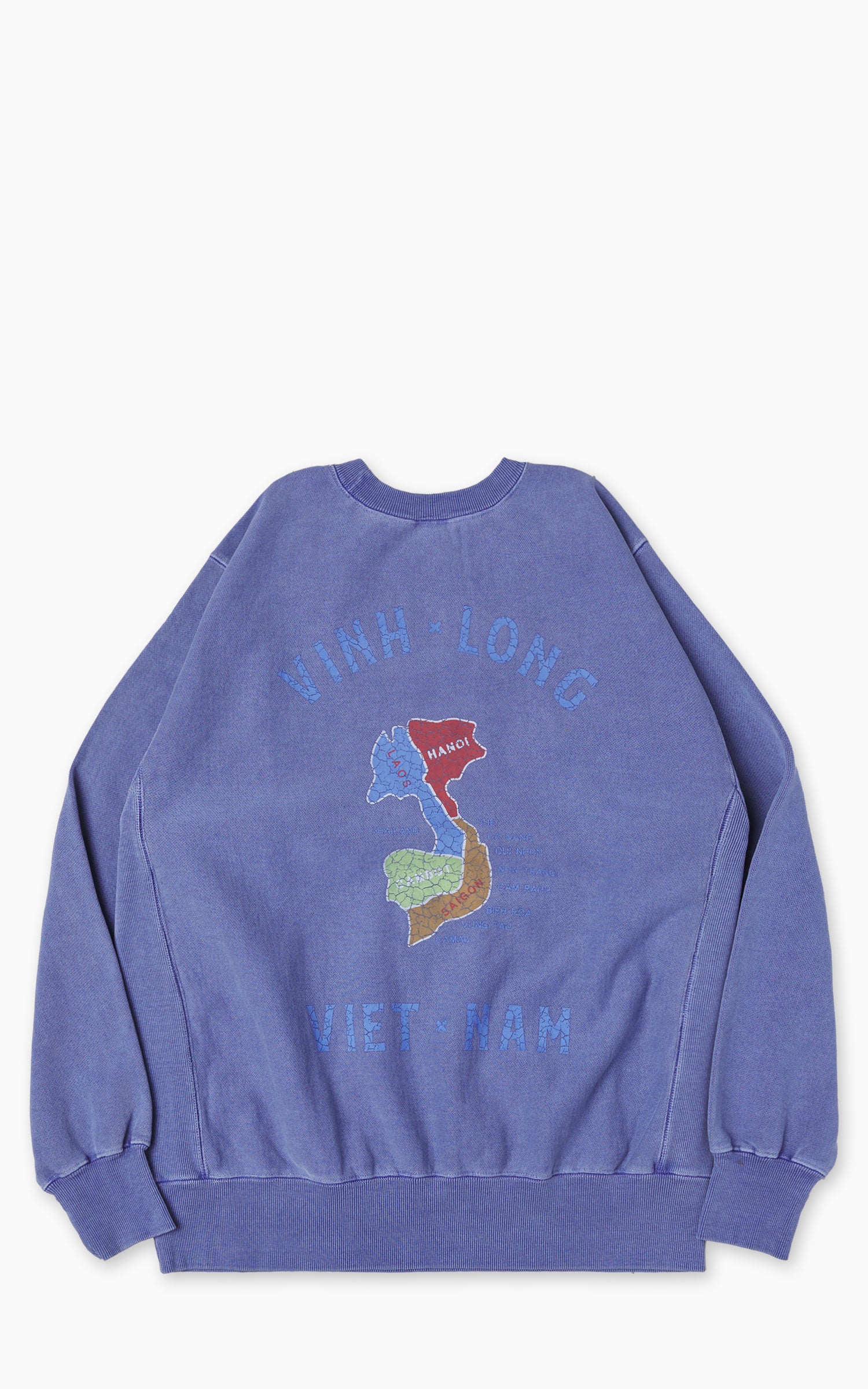 Houston Pigment Dyed Vietnam Map Sweatshirt Blue