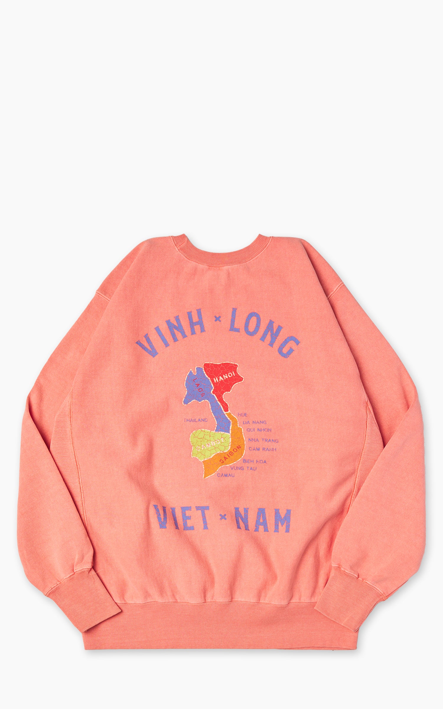 Houston Pigment Dyed Vietnam Map Sweatshirt Salmon Pink