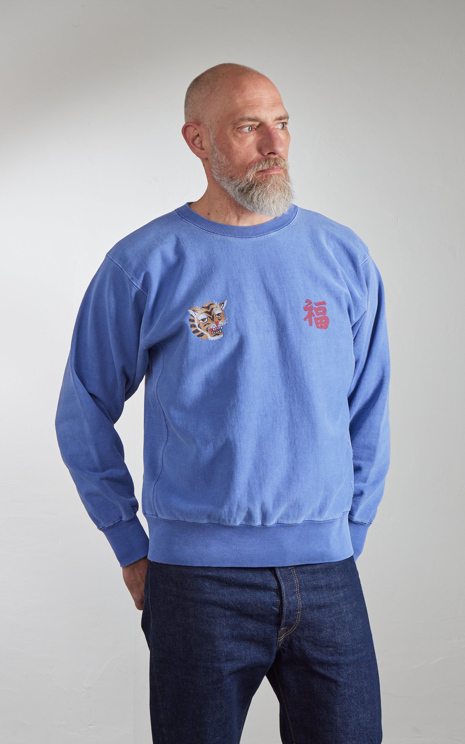 Houston Pigment Dyed Vietnam Map Sweatshirt Blue