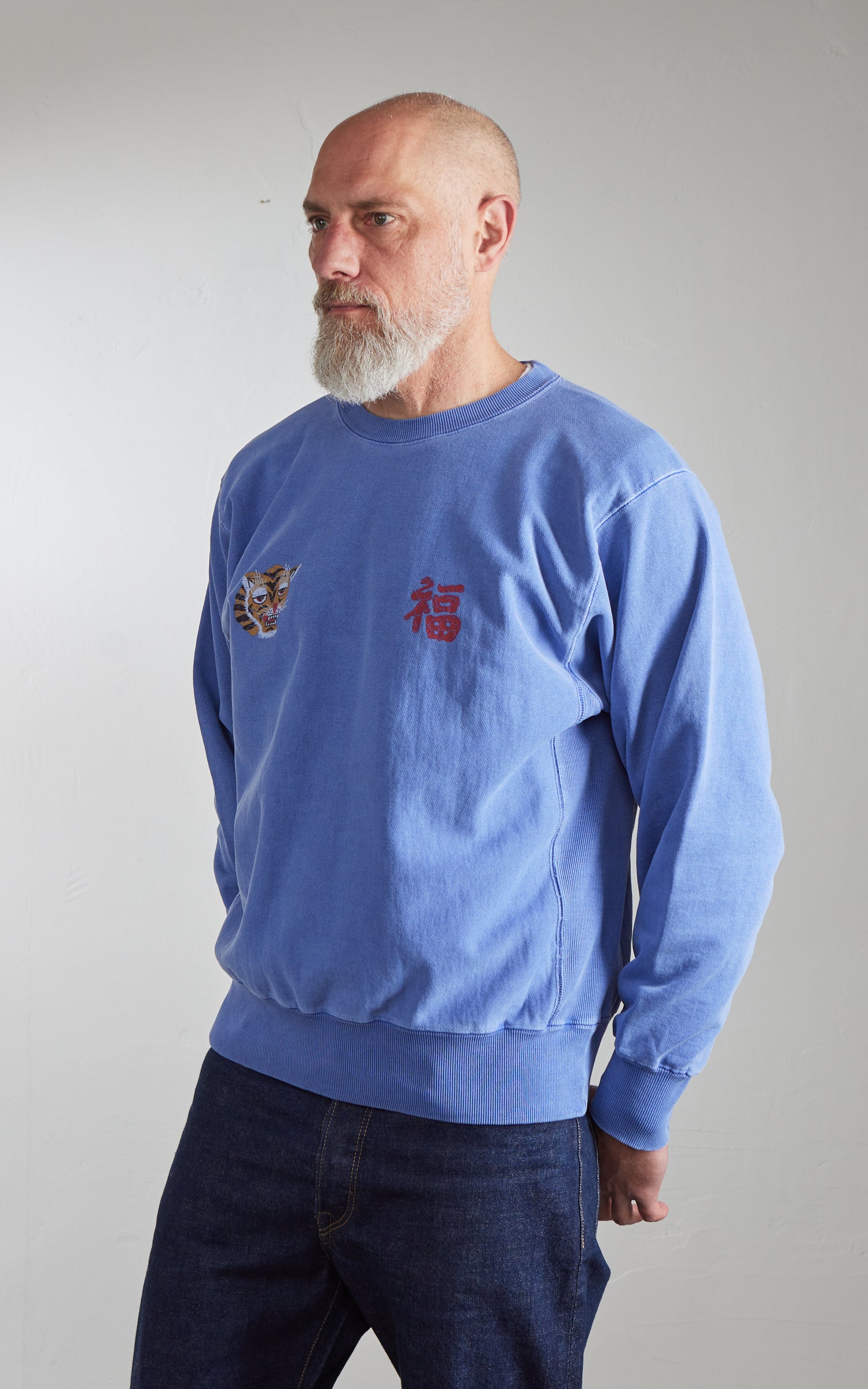Houston Pigment Dyed Vietnam Map Sweatshirt Blue