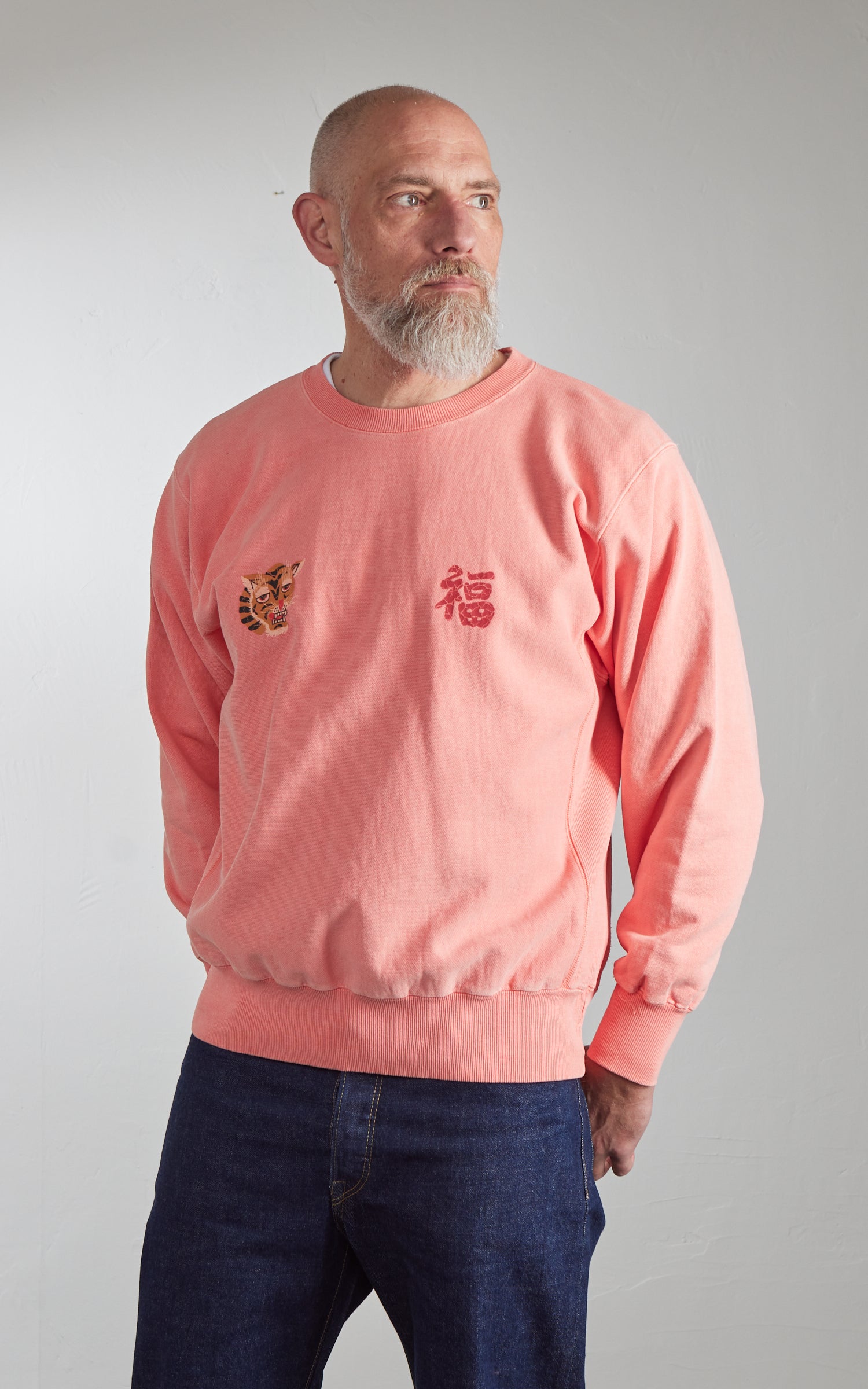 Houston Pigment Dyed Vietnam Map Sweatshirt Salmon Pink