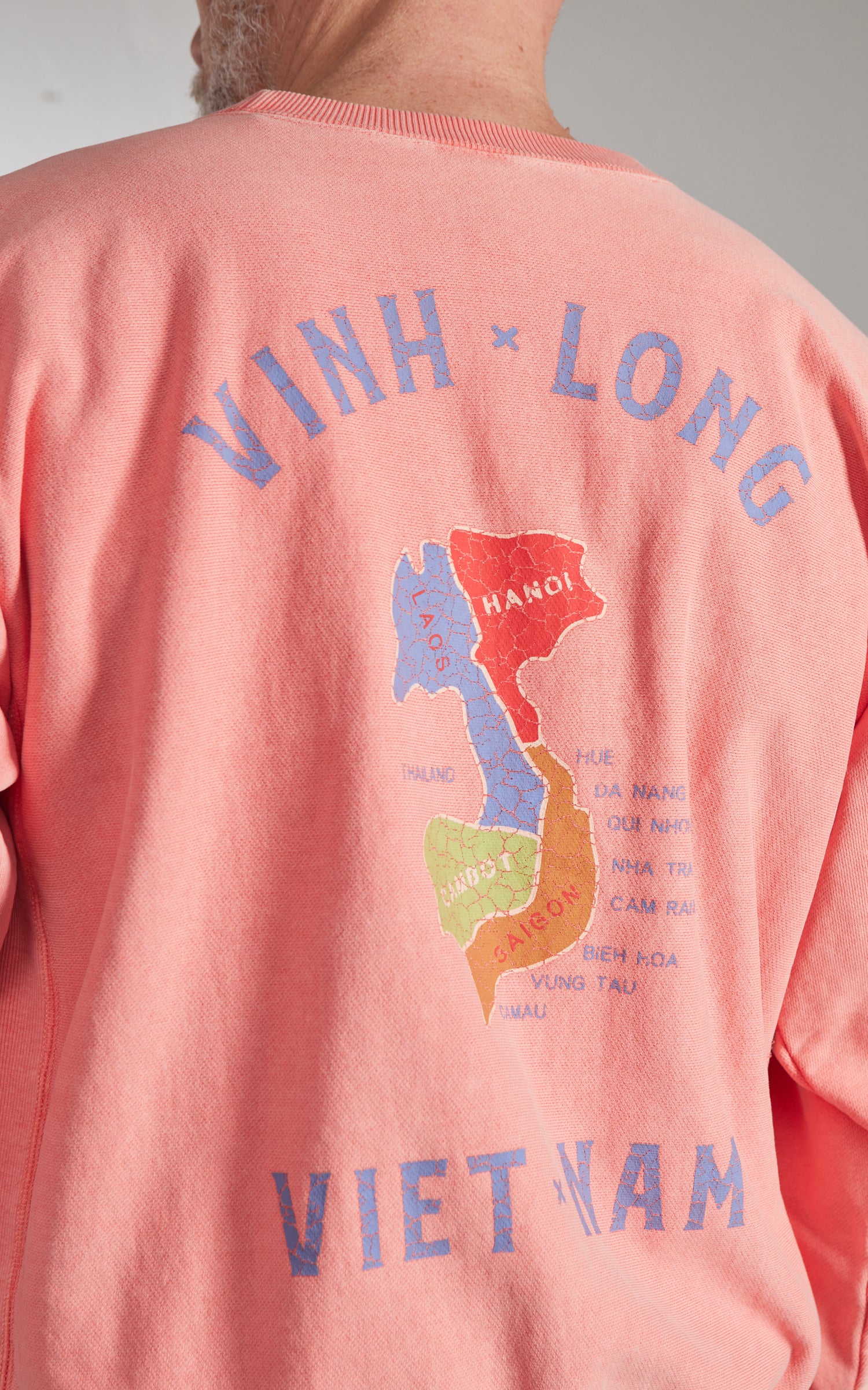 Houston Pigment Dyed Vietnam Map Sweatshirt Salmon Pink
