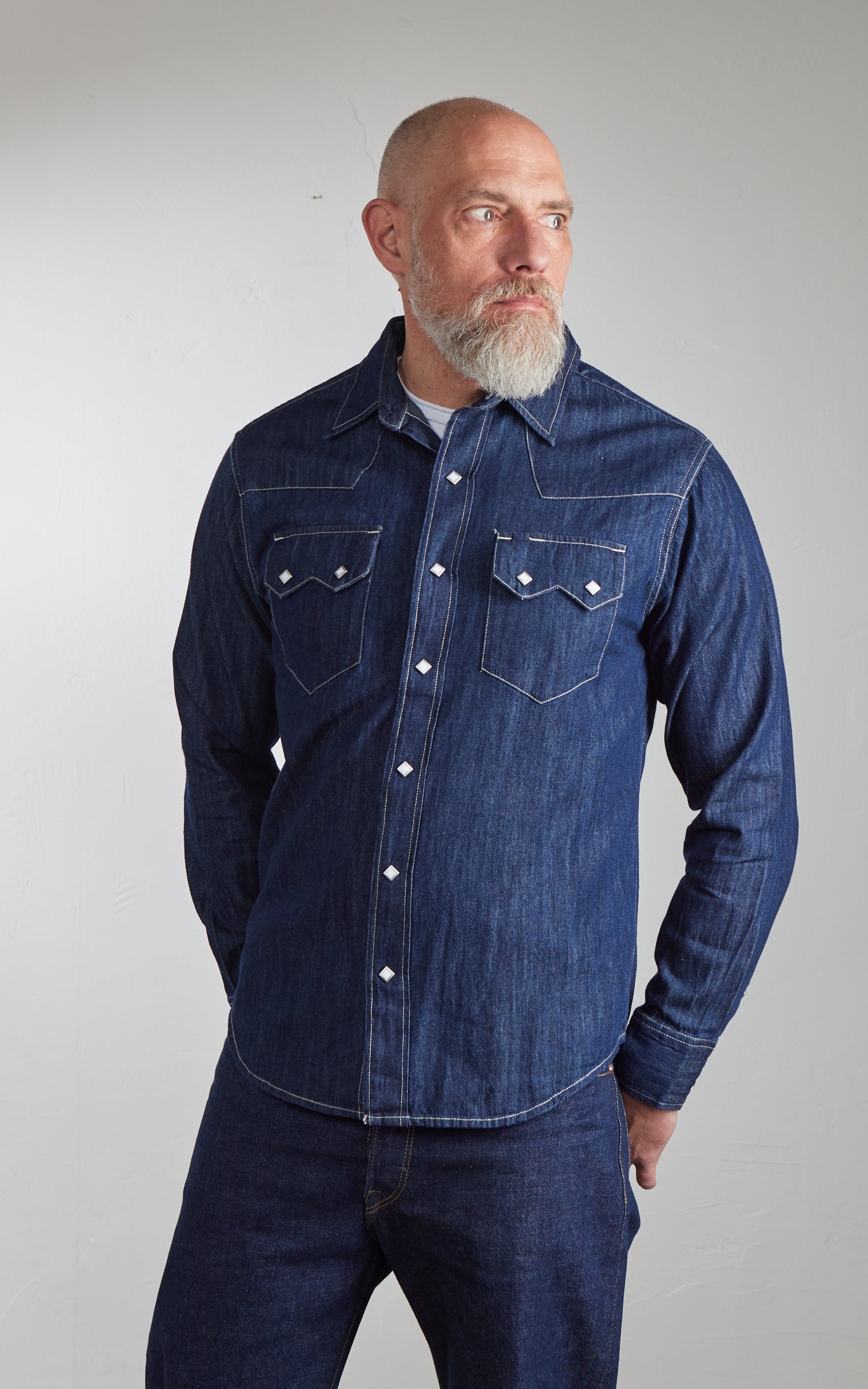 Houston Denim Western Shirt One Wash Indigo