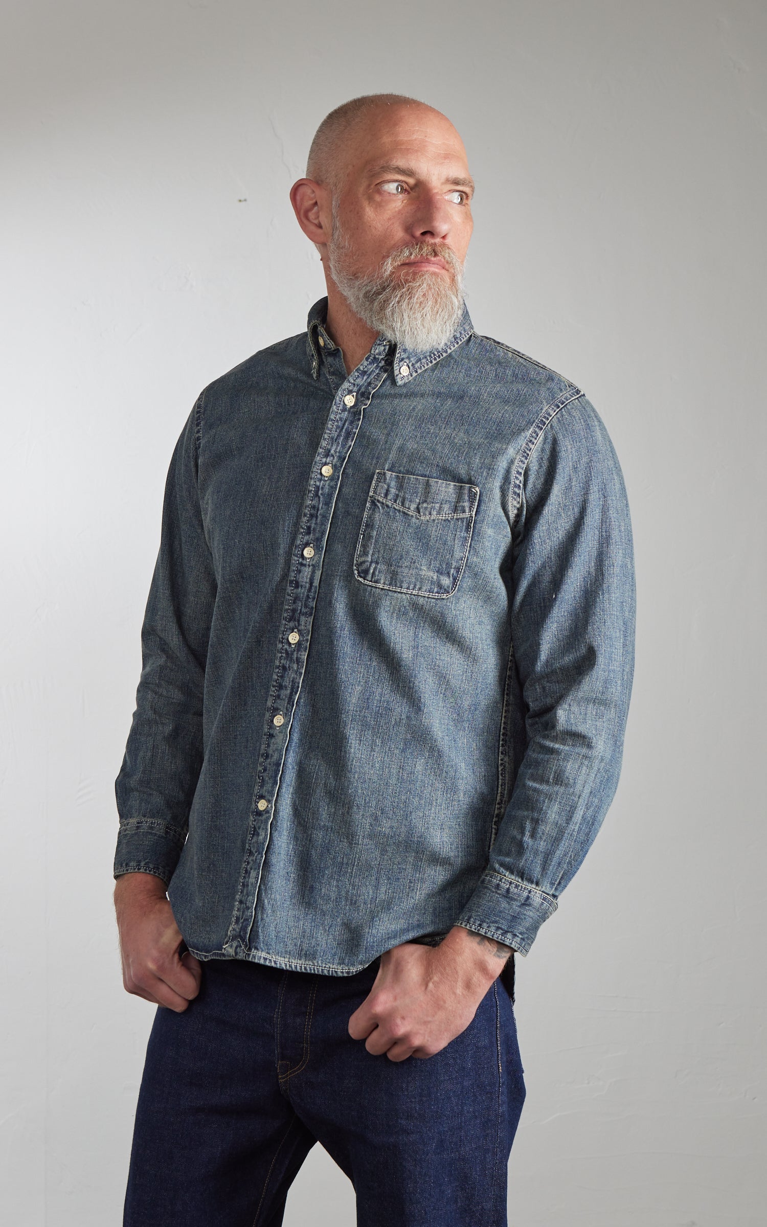 Houston Denim BD Shirt Vintage Wash Indigo