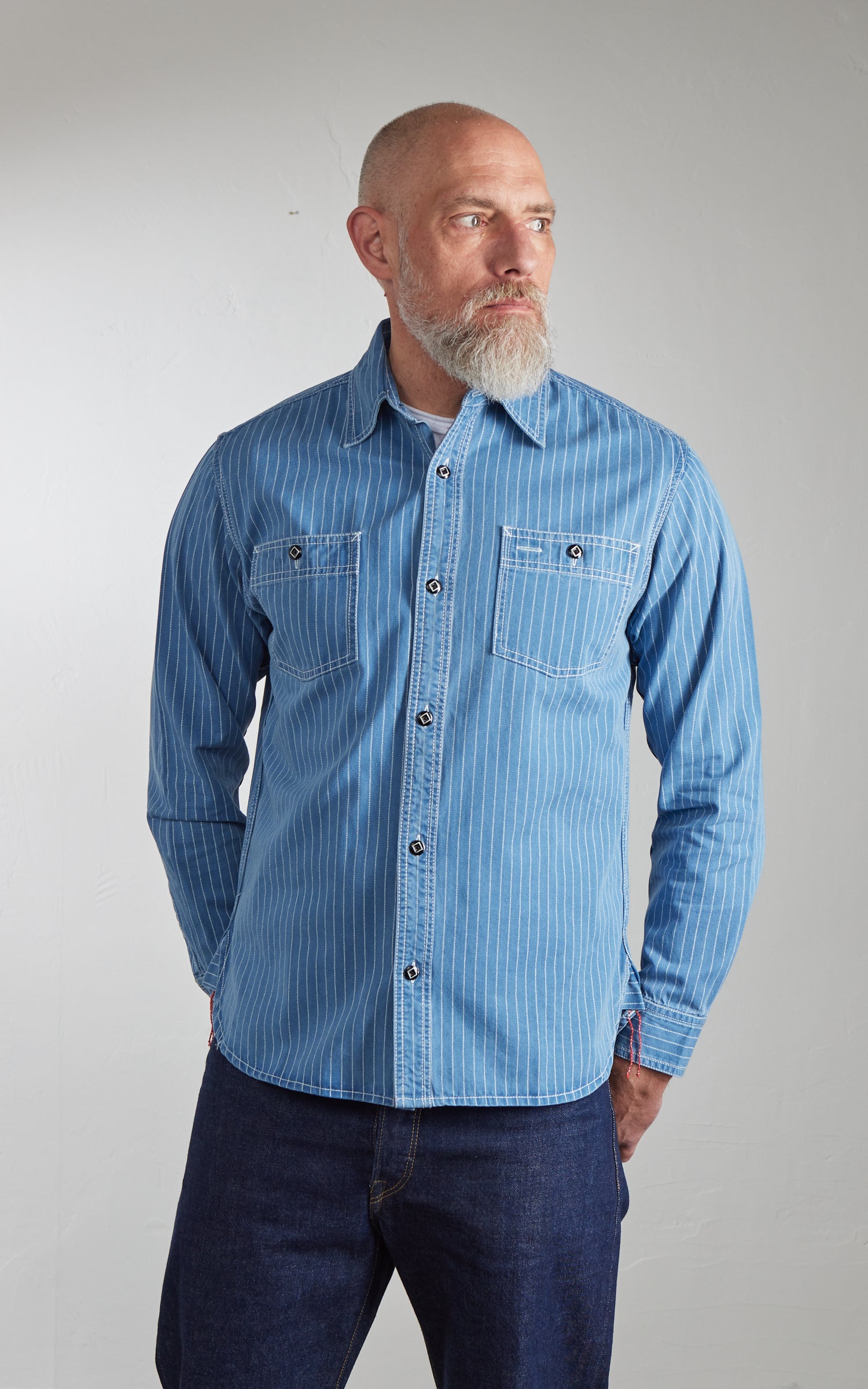 Houston Indigo Wabash Work Shirt Vintage Wash Indigo