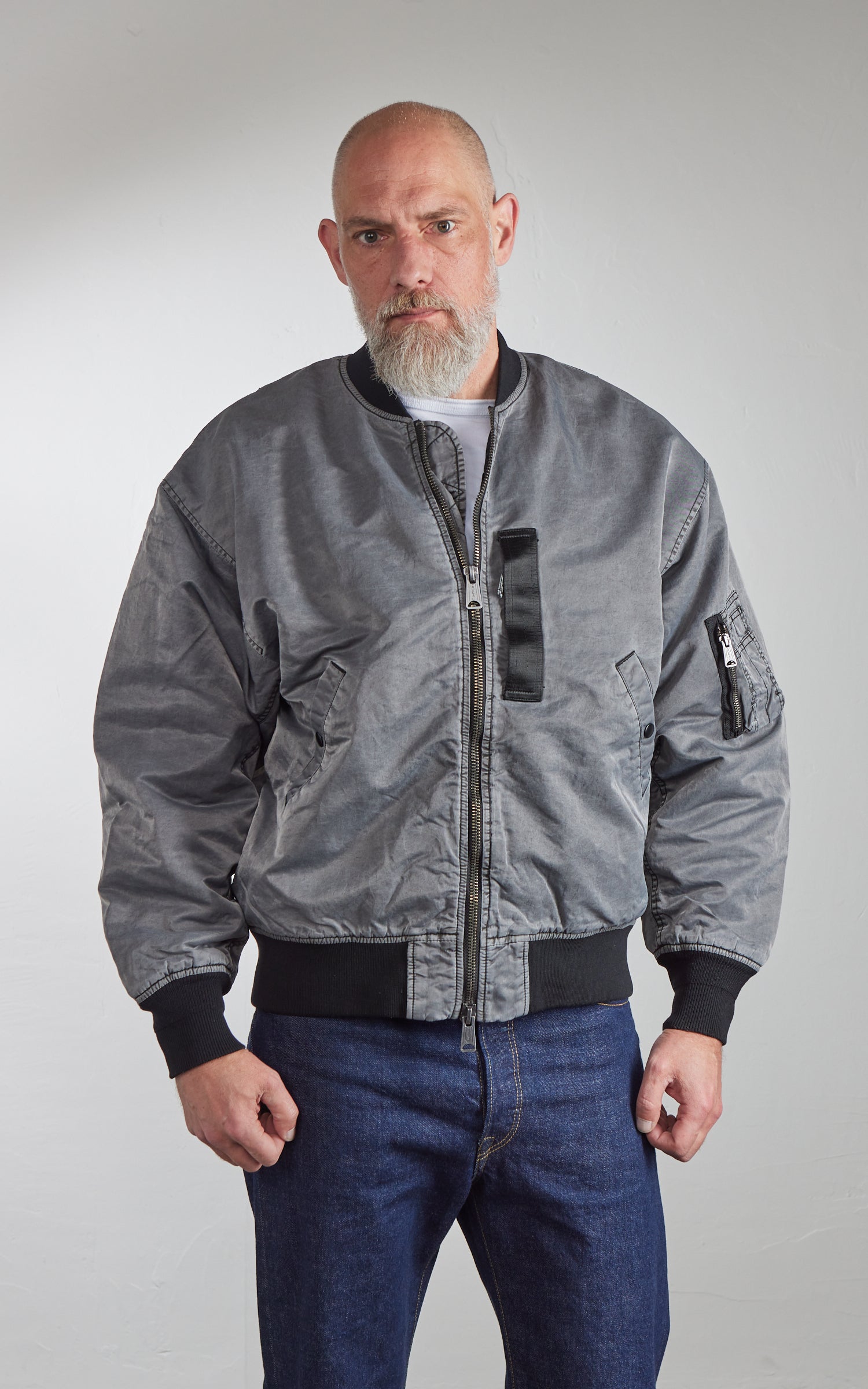 Houston Pigment Dyed Relax MA-1 Flight Jacket Black