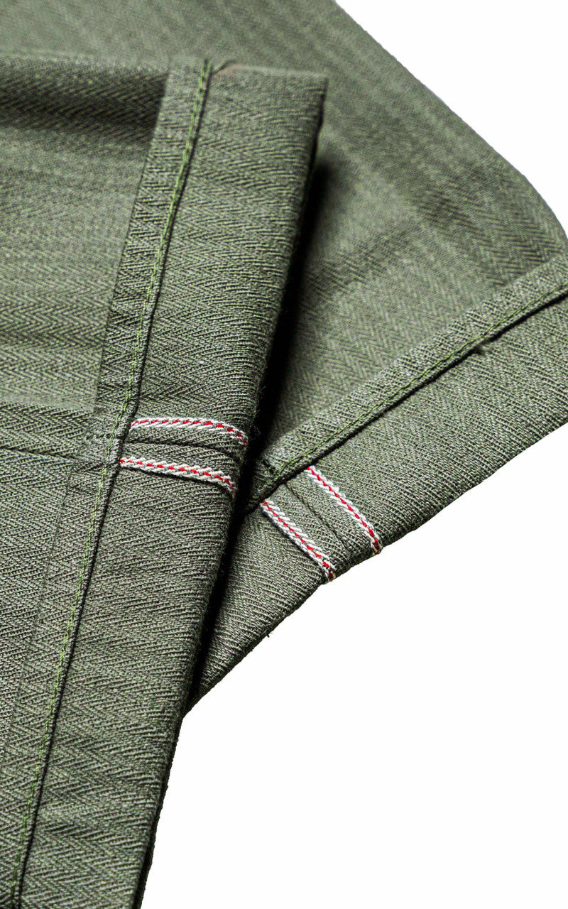 NBDN Haven Herringbone Selvedge Carpenter Pants Olive Green 15.5oz