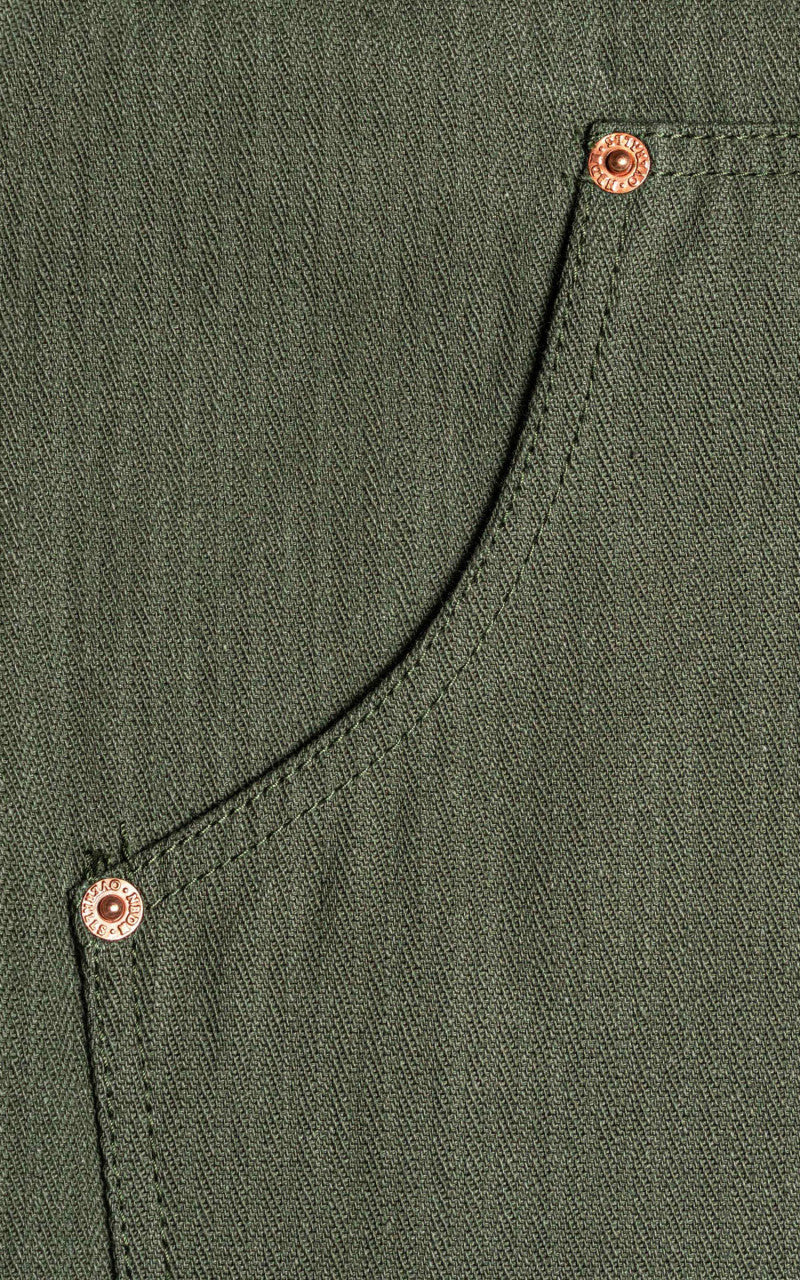 NBDN Haven Herringbone Selvedge Carpenter Pants Olive Green 15.5oz