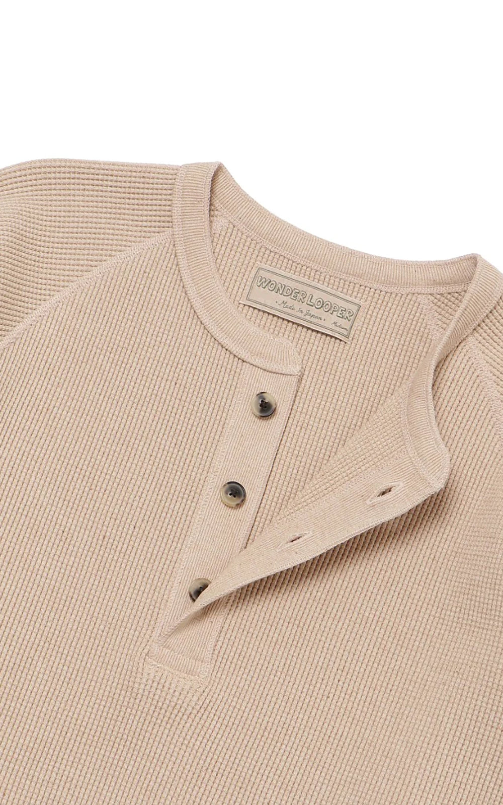 Wonder Looper Foxfibre® Heavyweight Waffle Henley Coyote 15