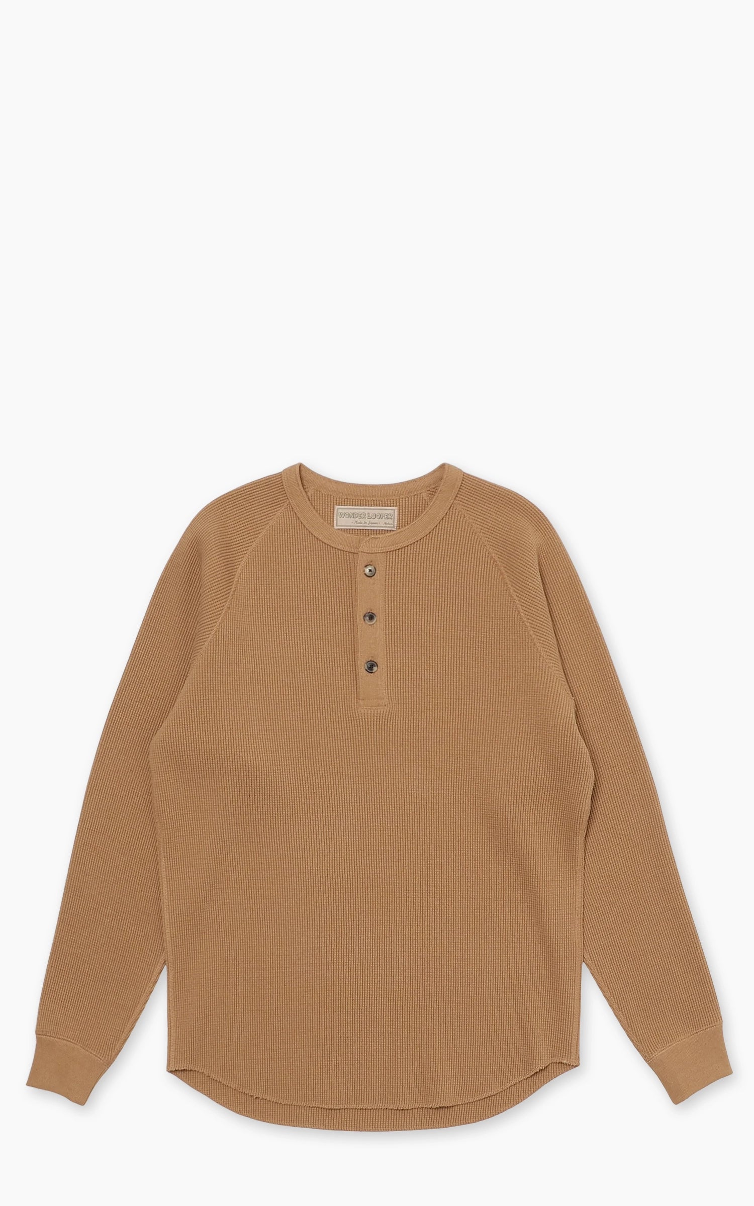 Wonder Looper Henley Foxfibre® Heavyweight Waffle Coyote 70 Brown