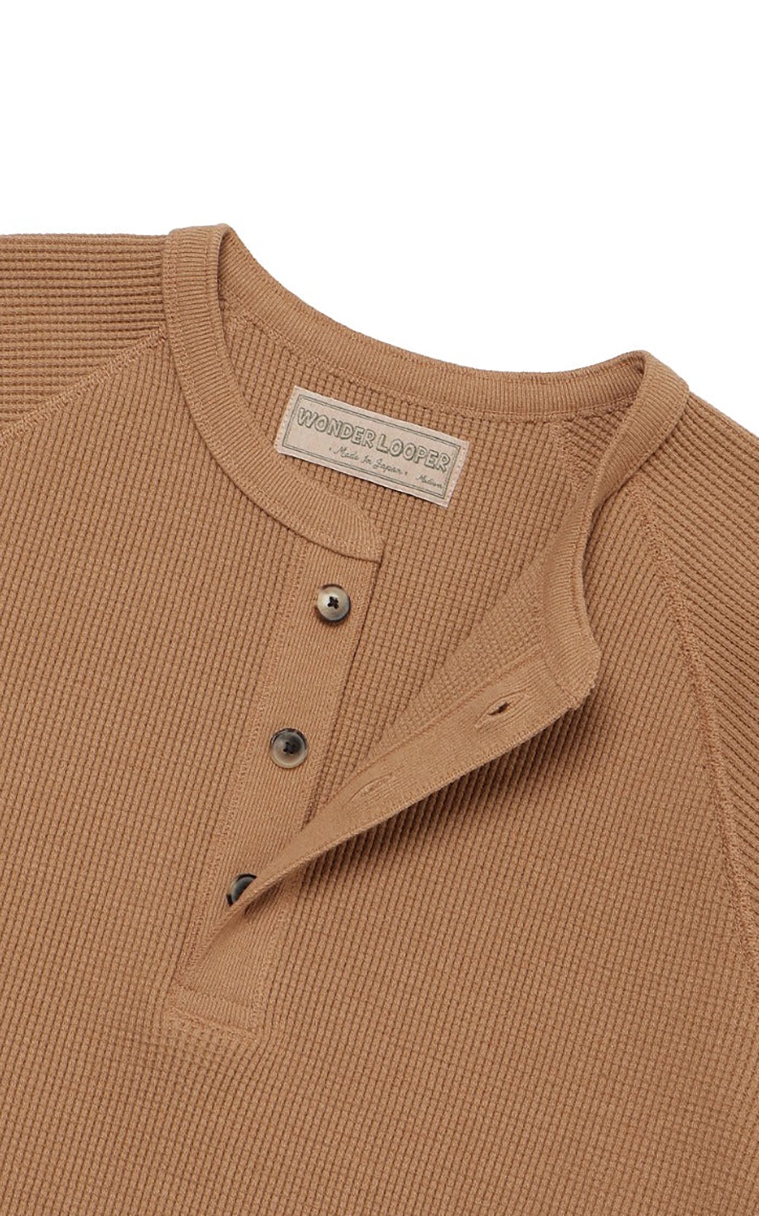 Wonder Looper Henley Foxfibre® Heavyweight Waffle Coyote 70 Brown