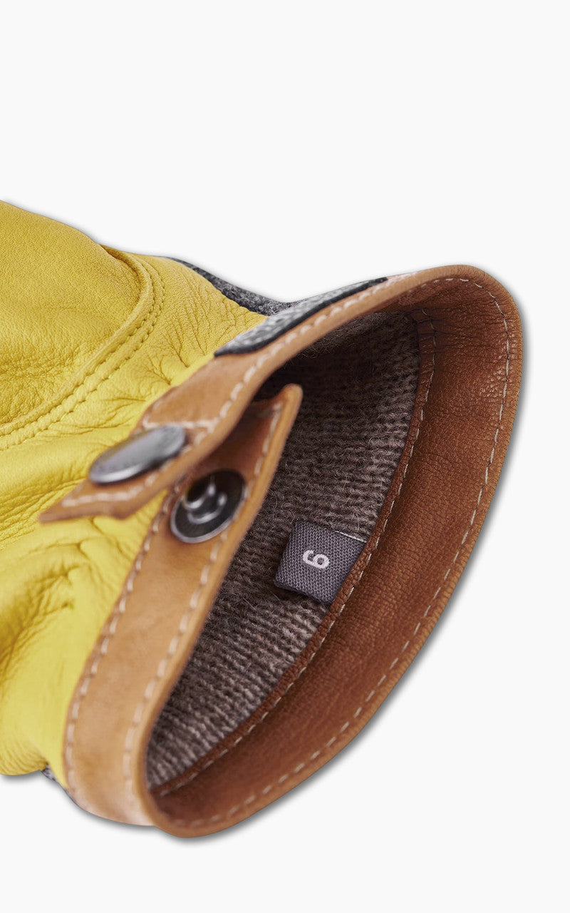 Hestra Deerskin Wool Tricot Charcoal/Natural Yellow