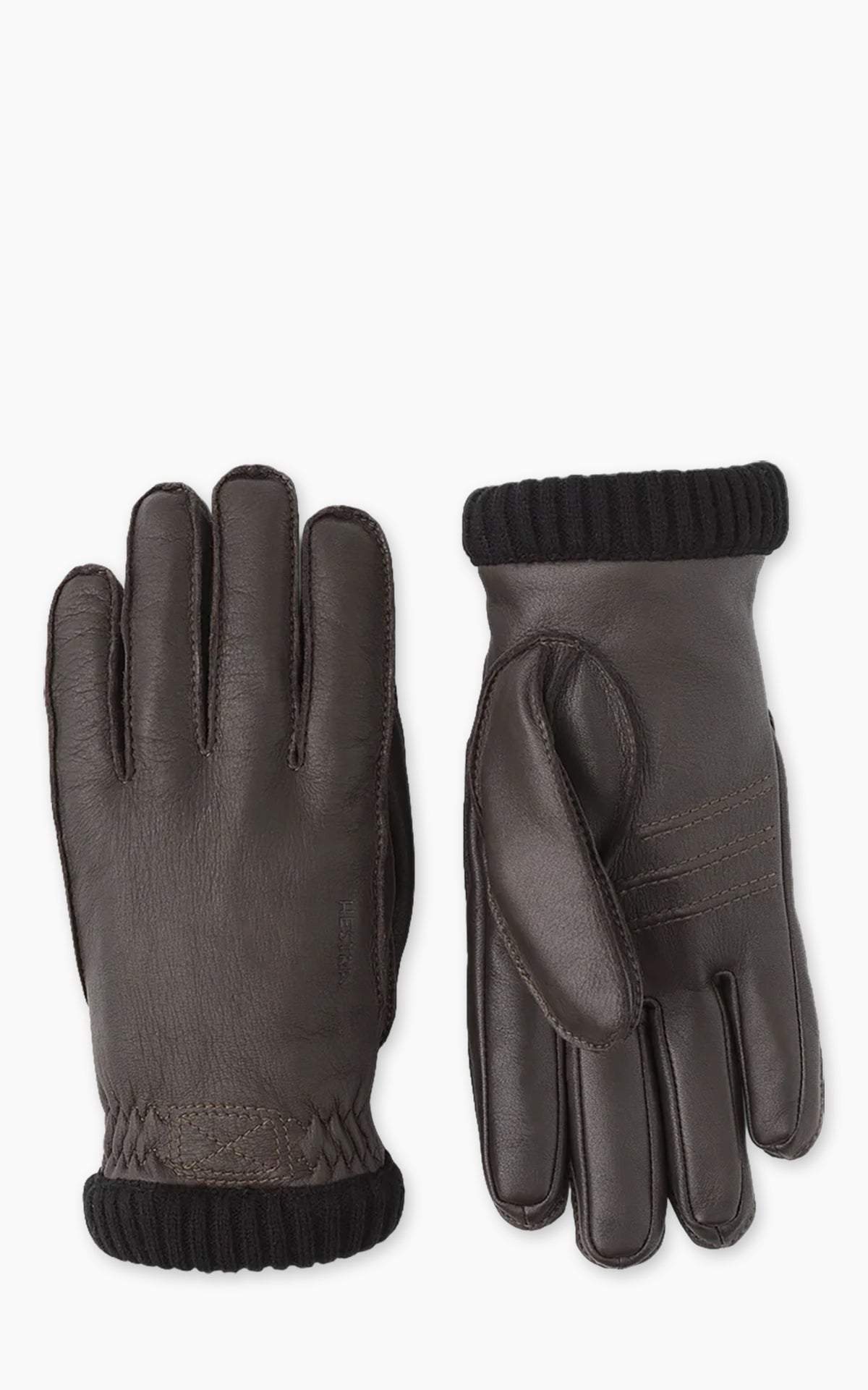 Hestra Deerskin Primaloft Rib Dark Brown
