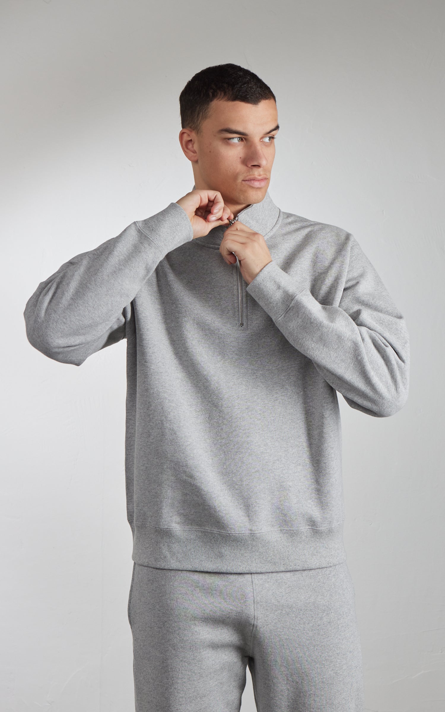House Of Blanks Heavyweight Quarter Zip Sweatshirt Heather Grey