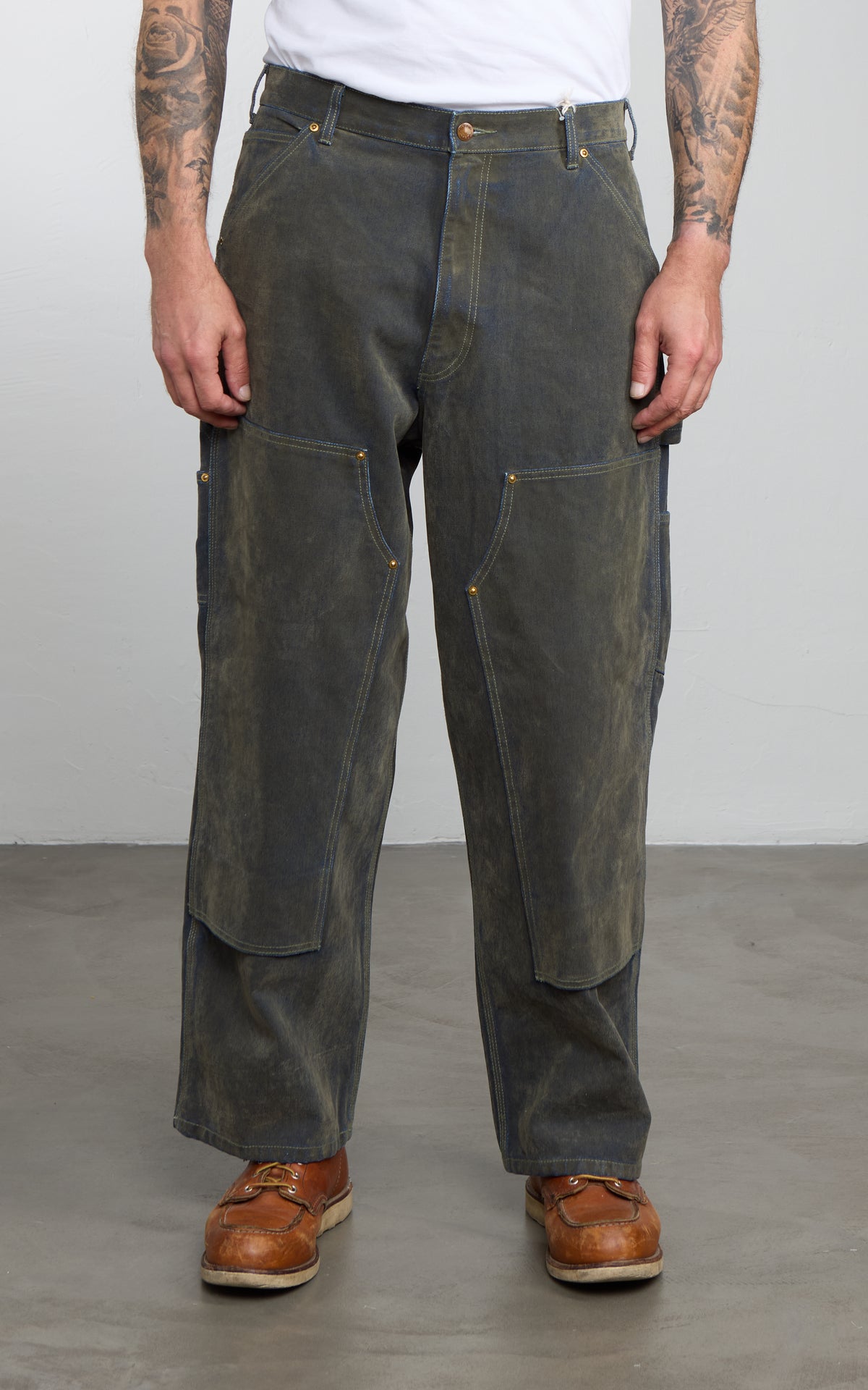 Houston Flocky Denim Painter Pants Olive