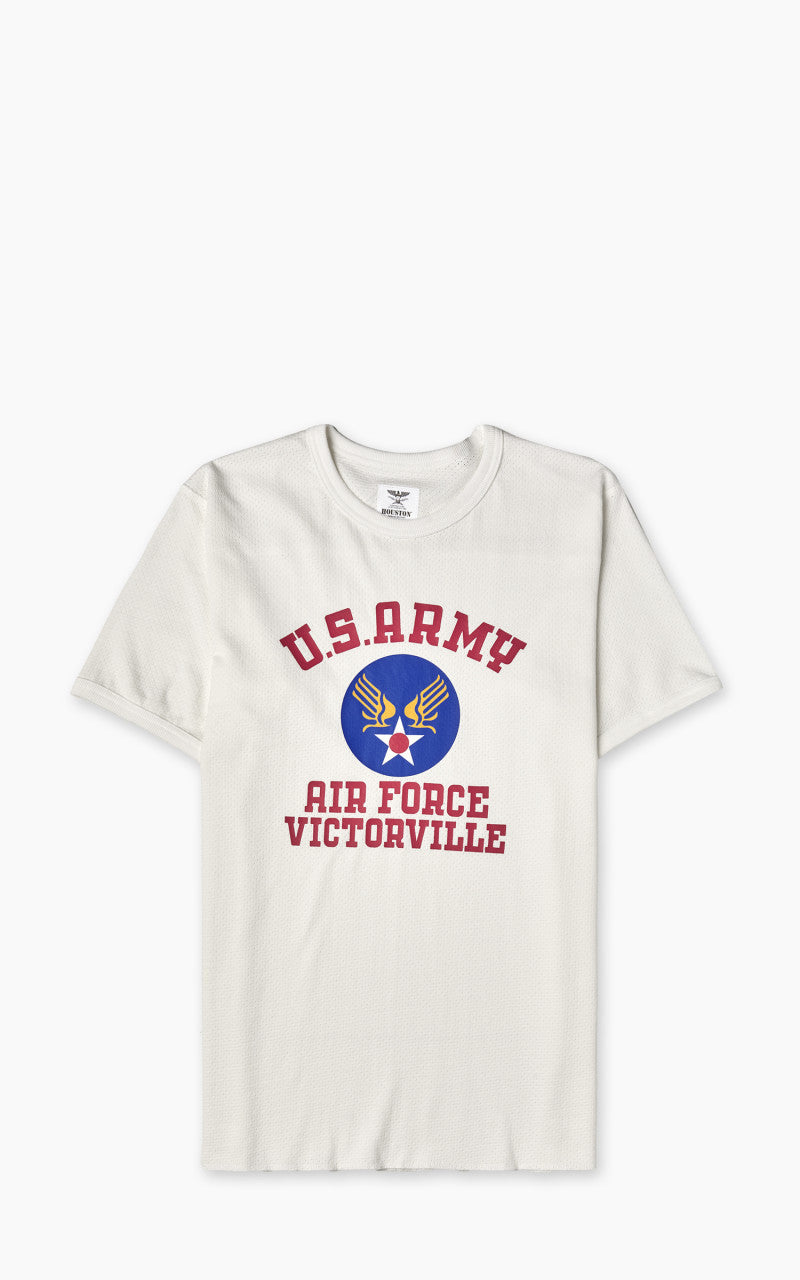 Houston Mesh Cotton (U.S. Army Air Force) Print T-Shirt Off White
