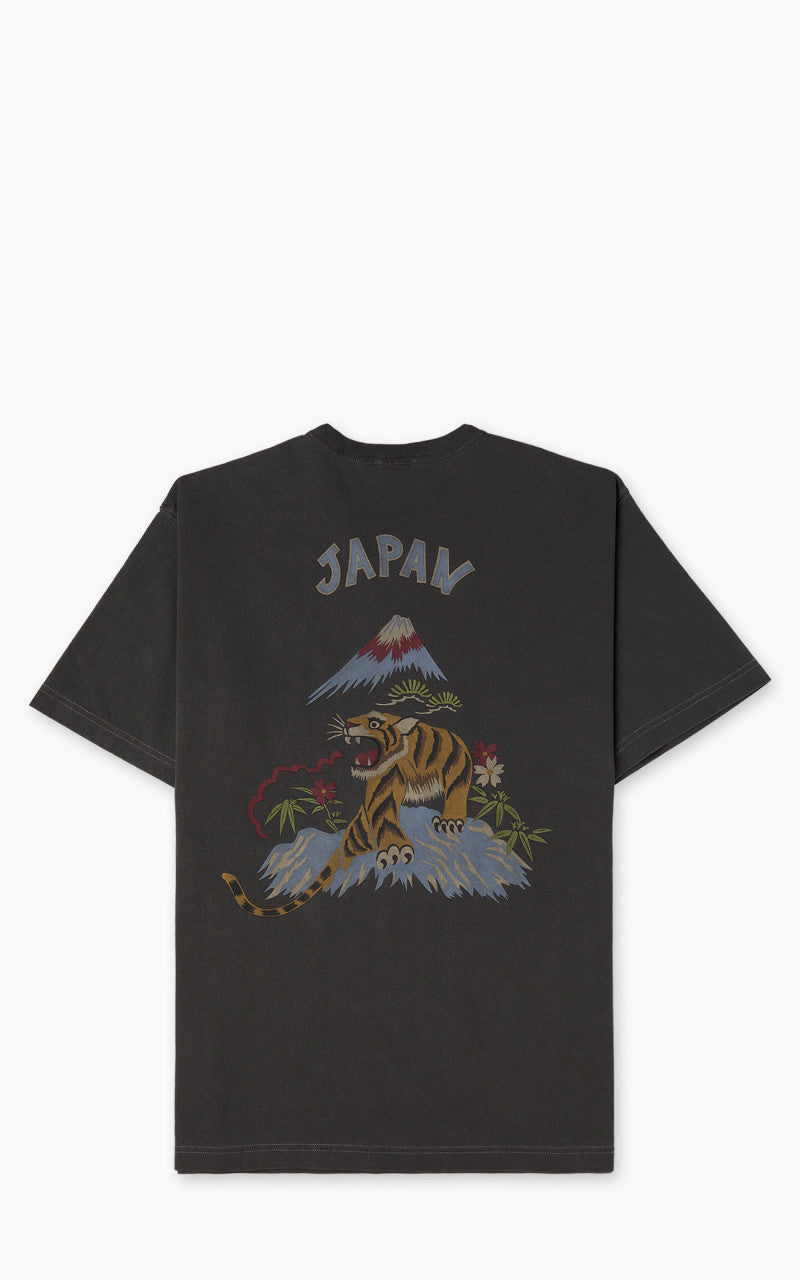 Houston Pigment Dyed Tiger Souvenir Pocket T-Shirt Black