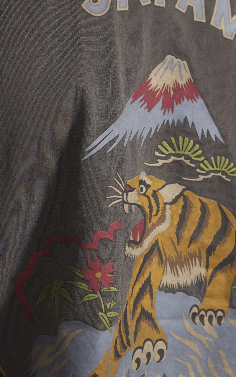 Houston Pigment Dyed Tiger Souvenir Pocket T-Shirt Black