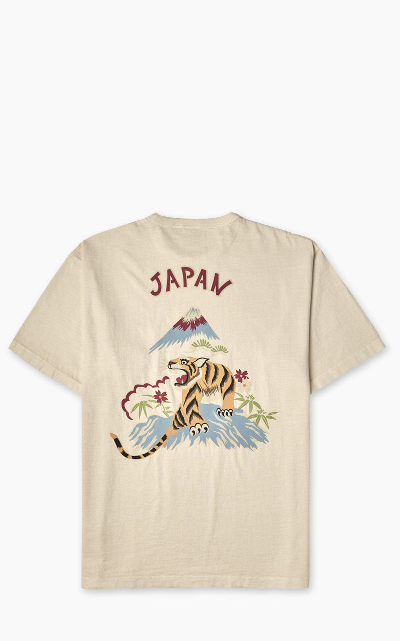 Houston Pigment Dyed Tiger Souvenir Pocket T-Shirt Natural