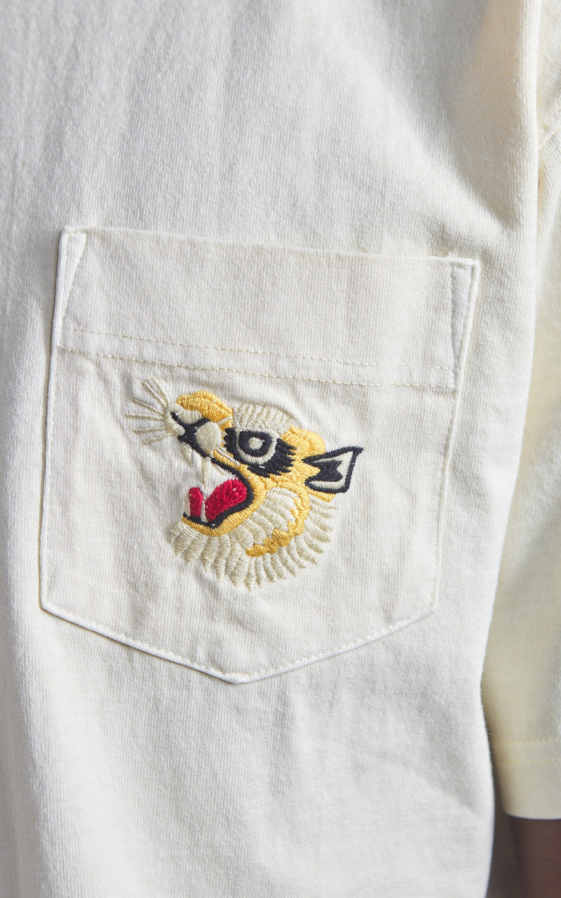 Houston Pigment Dyed Tiger Souvenir Pocket T-Shirt Natural