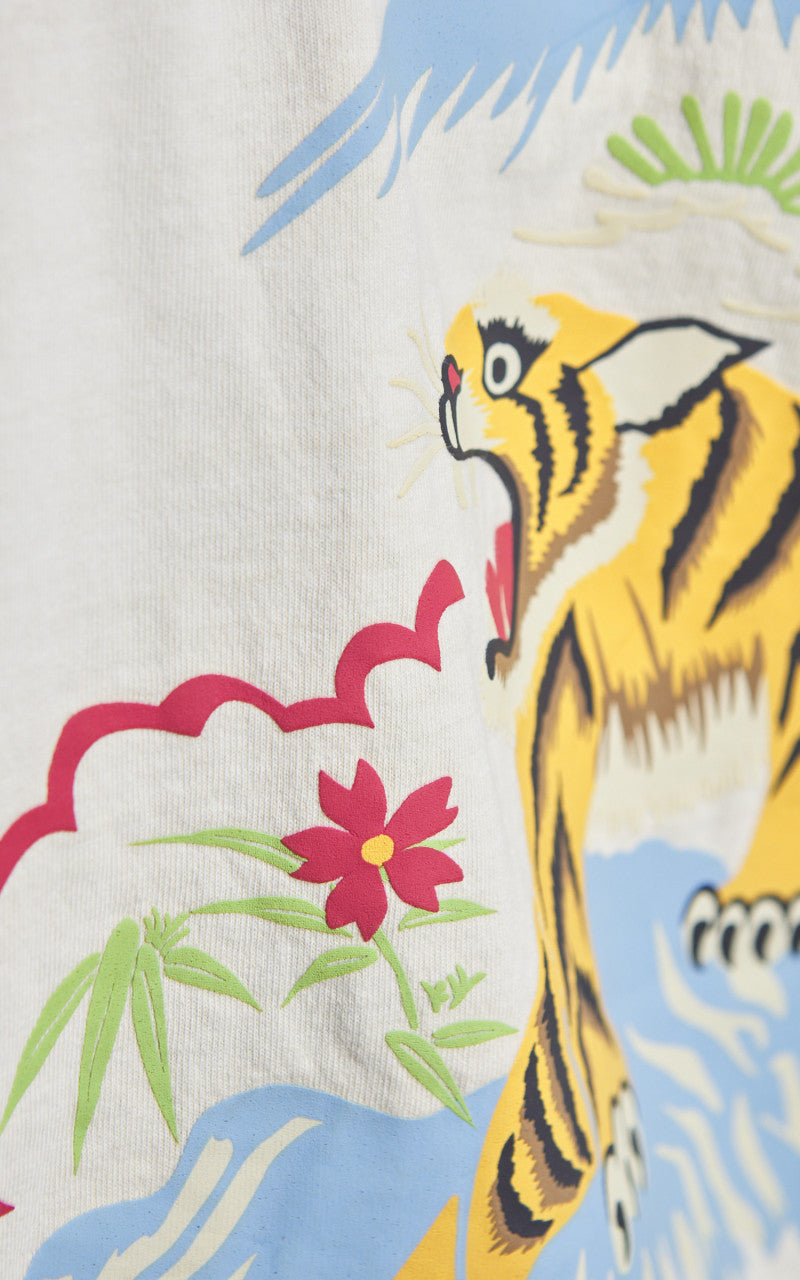 Houston Pigment Dyed Tiger Souvenir Pocket T-Shirt Natural