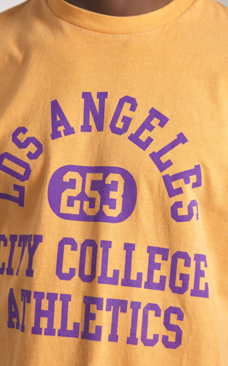 Houston Pigment Dyed (Los Angeles) Print T-Shirt Yellow