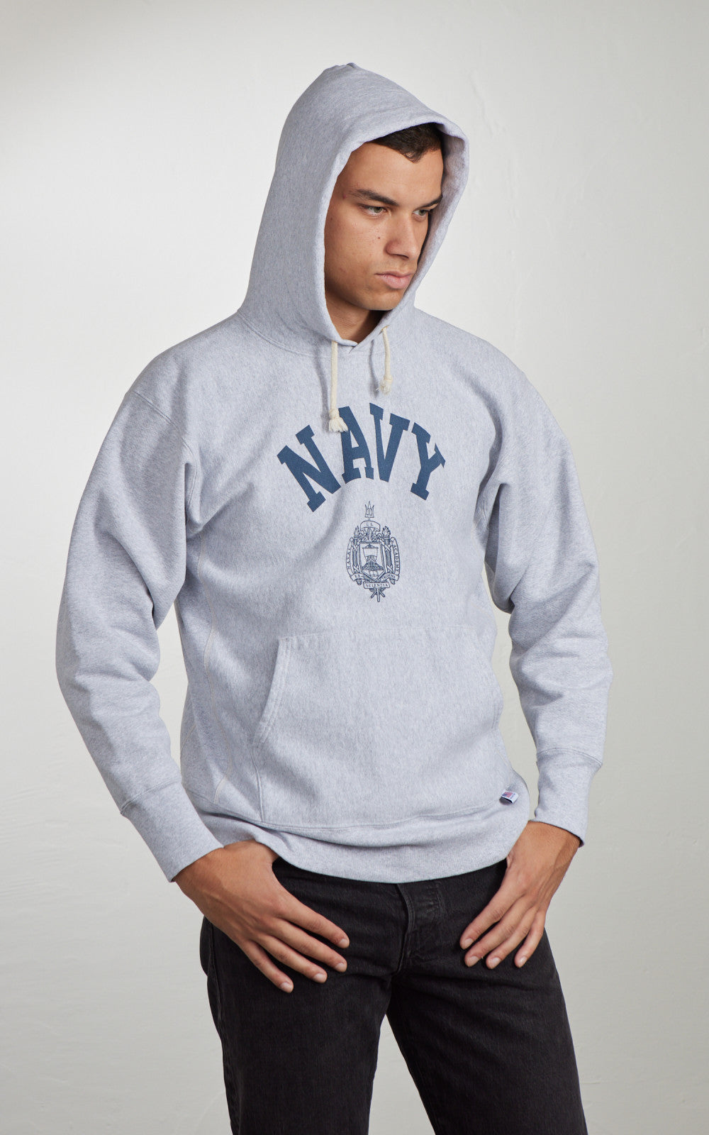 Houston U.S. Cotton R/V Hoodie (Navy) Print Heather Grey