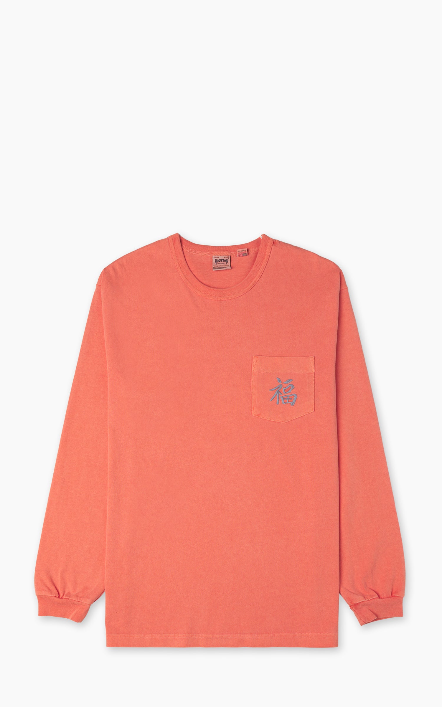 Houston US Cotton Pigment Print (Vietnam) L/S T-Shirt Salmon Pink