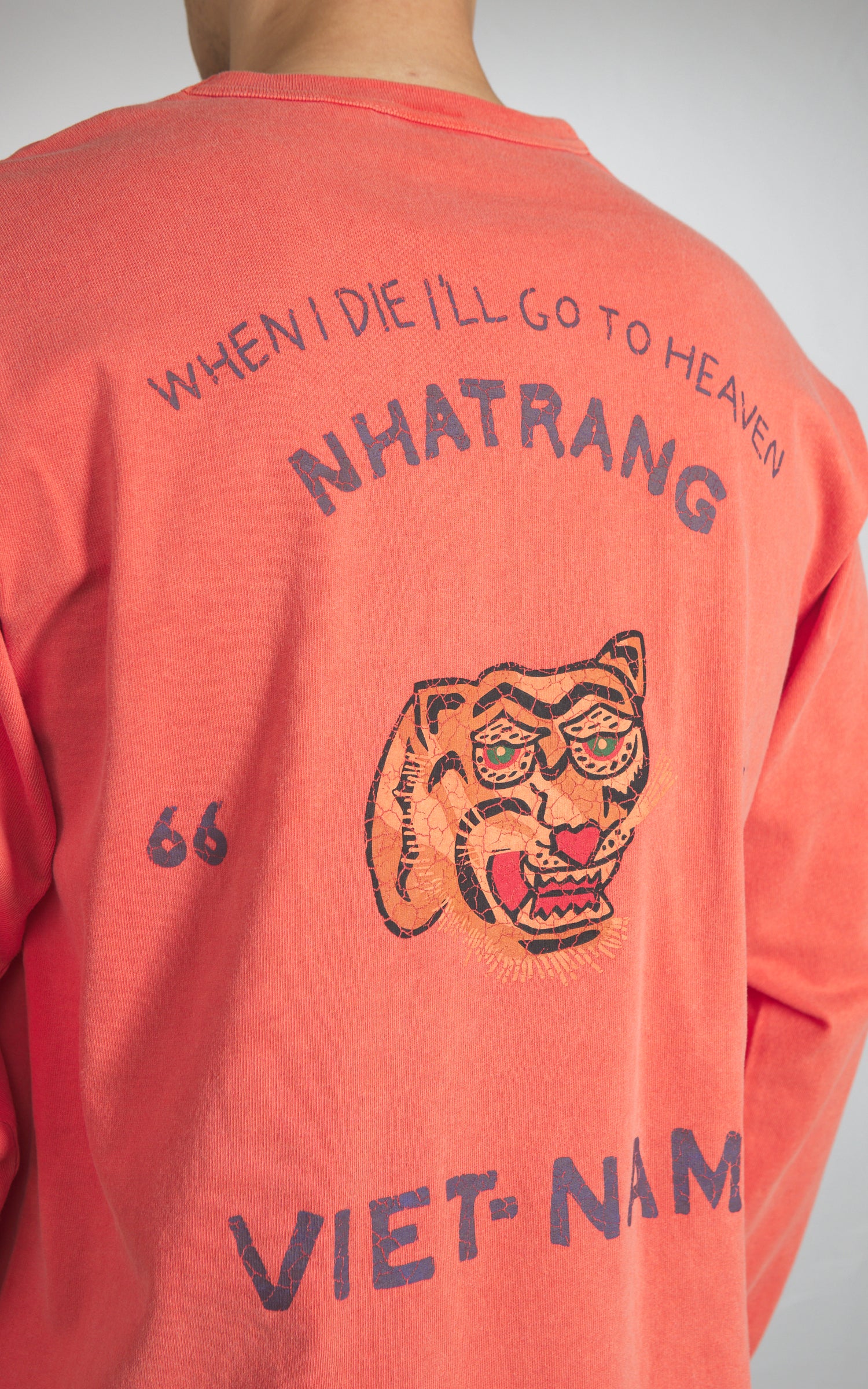Houston US Cotton Pigment Print (Vietnam) L/S T-Shirt Salmon Pink