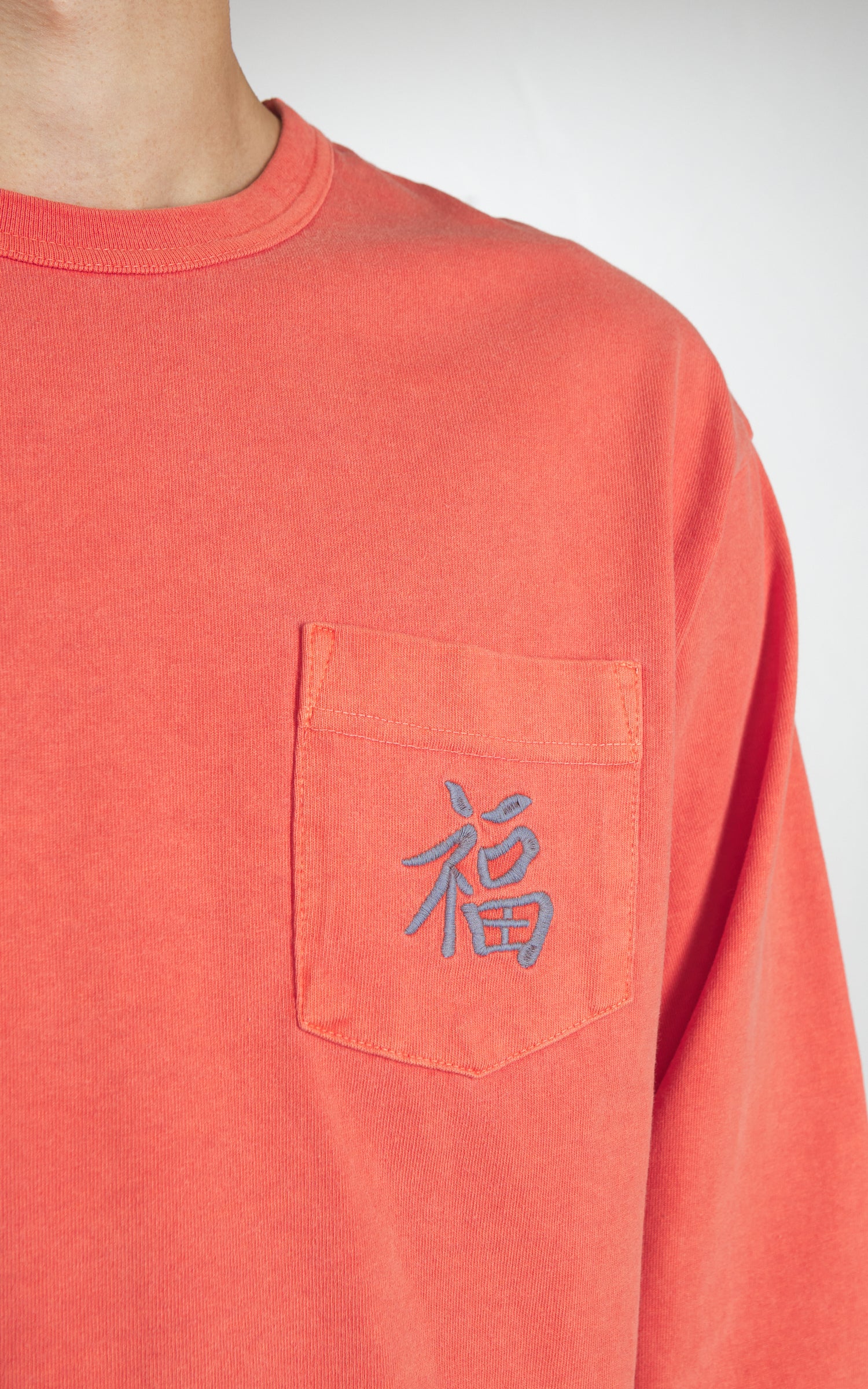 Houston US Cotton Pigment Print (Vietnam) L/S T-Shirt Salmon Pink