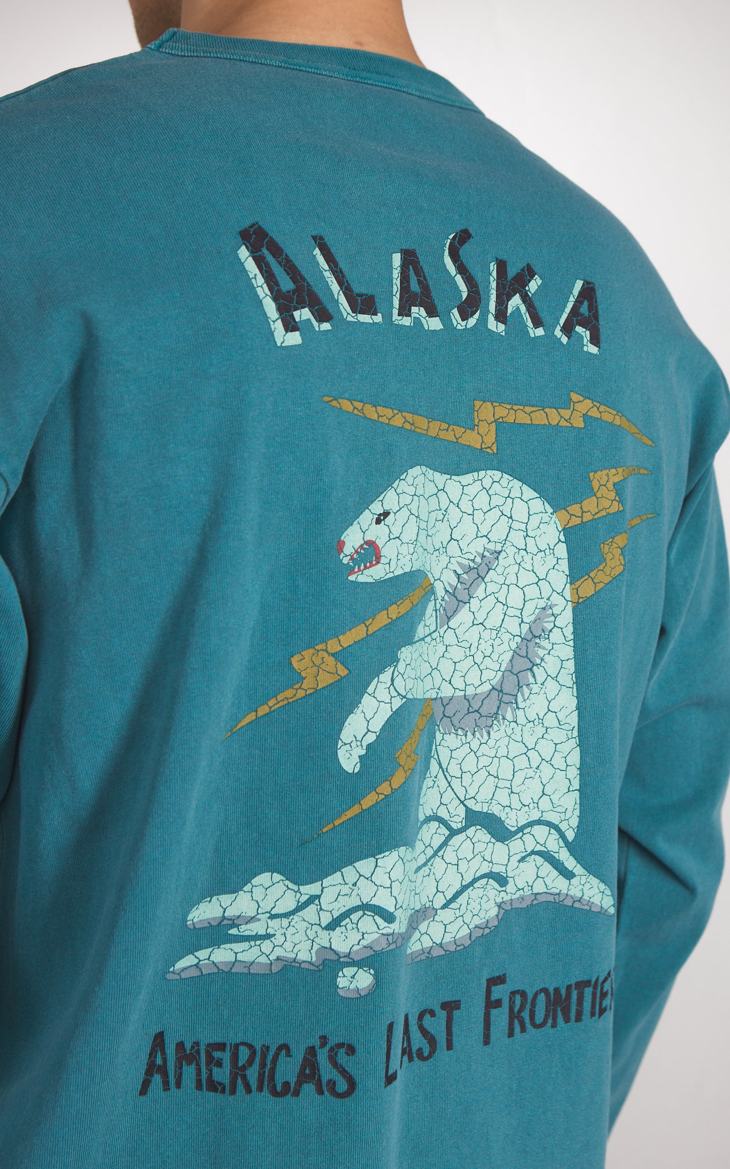 Houston US Cotton Pigment Print (Alaska) L/S T-Shirt Turquoise