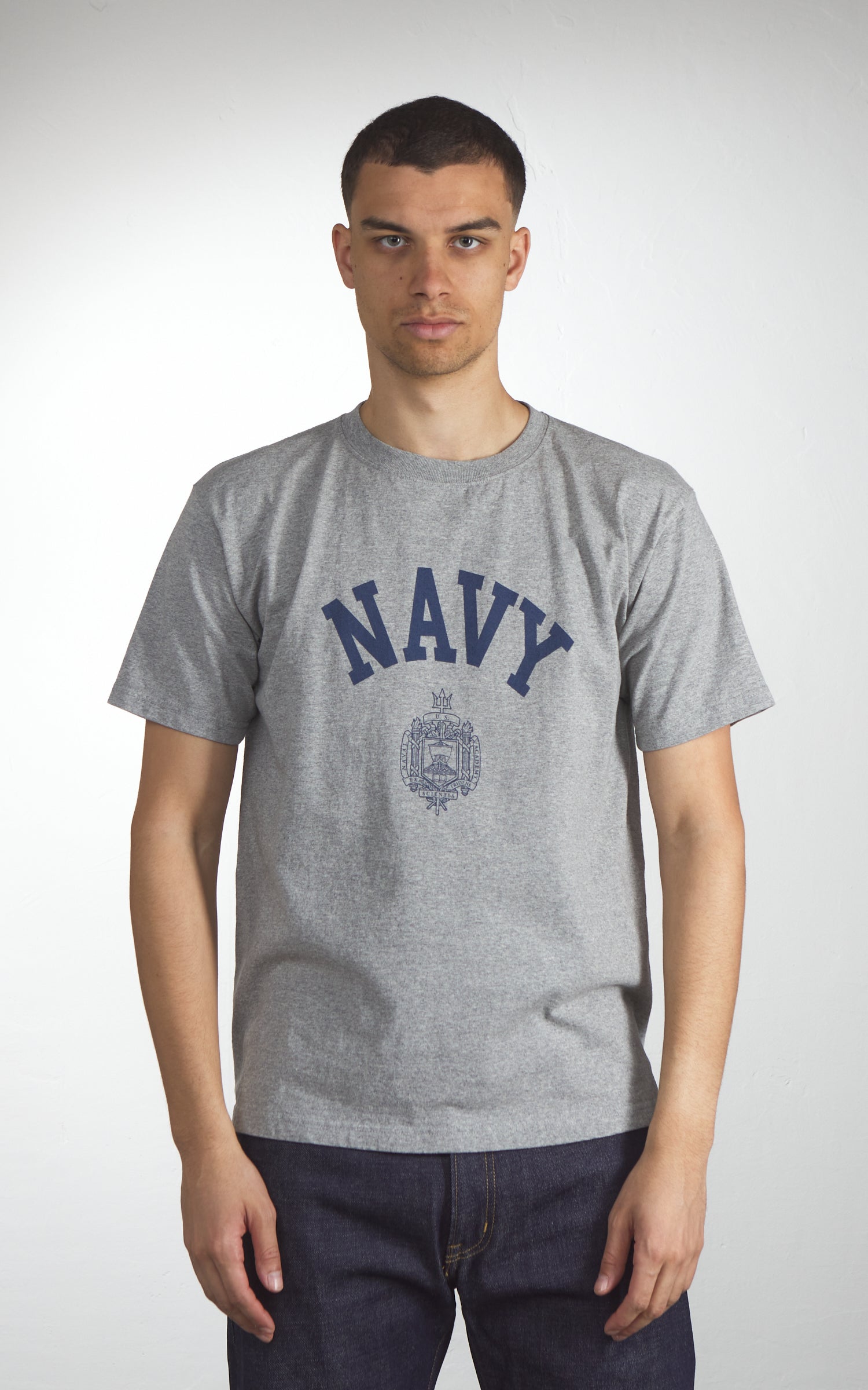 Houston (Navy) Print Tubular T-Shirt Heather Grey