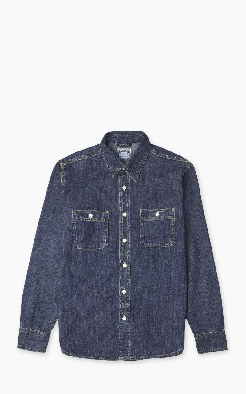 Houston U.S. Cotton Denim Work Shirt Vintage Wash Indigo