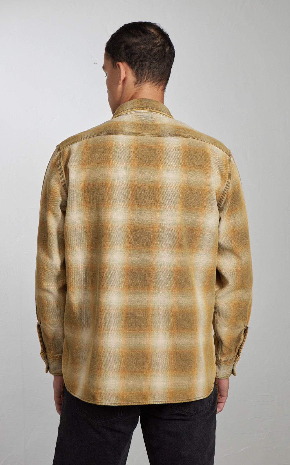 Houston Vintage Ombre Check Viyella Shirt Khaki
