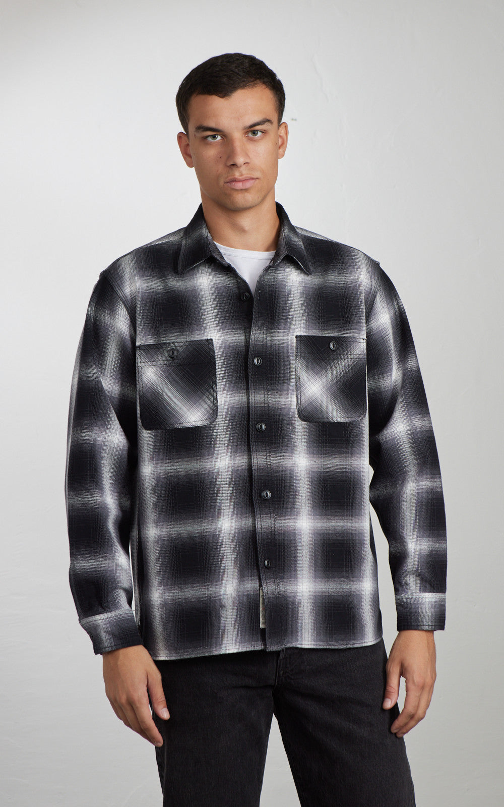 Houston Ombre Check Viyella Shirt Black