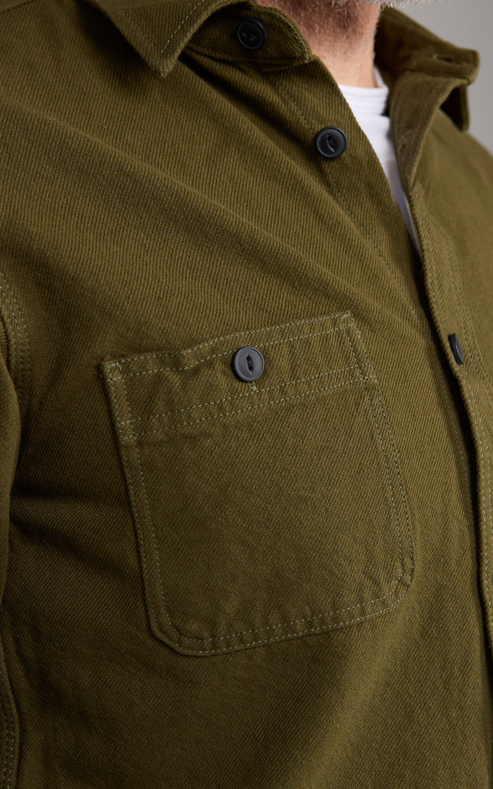 Houston Solid Heavyweight Viyella Shirt Olive